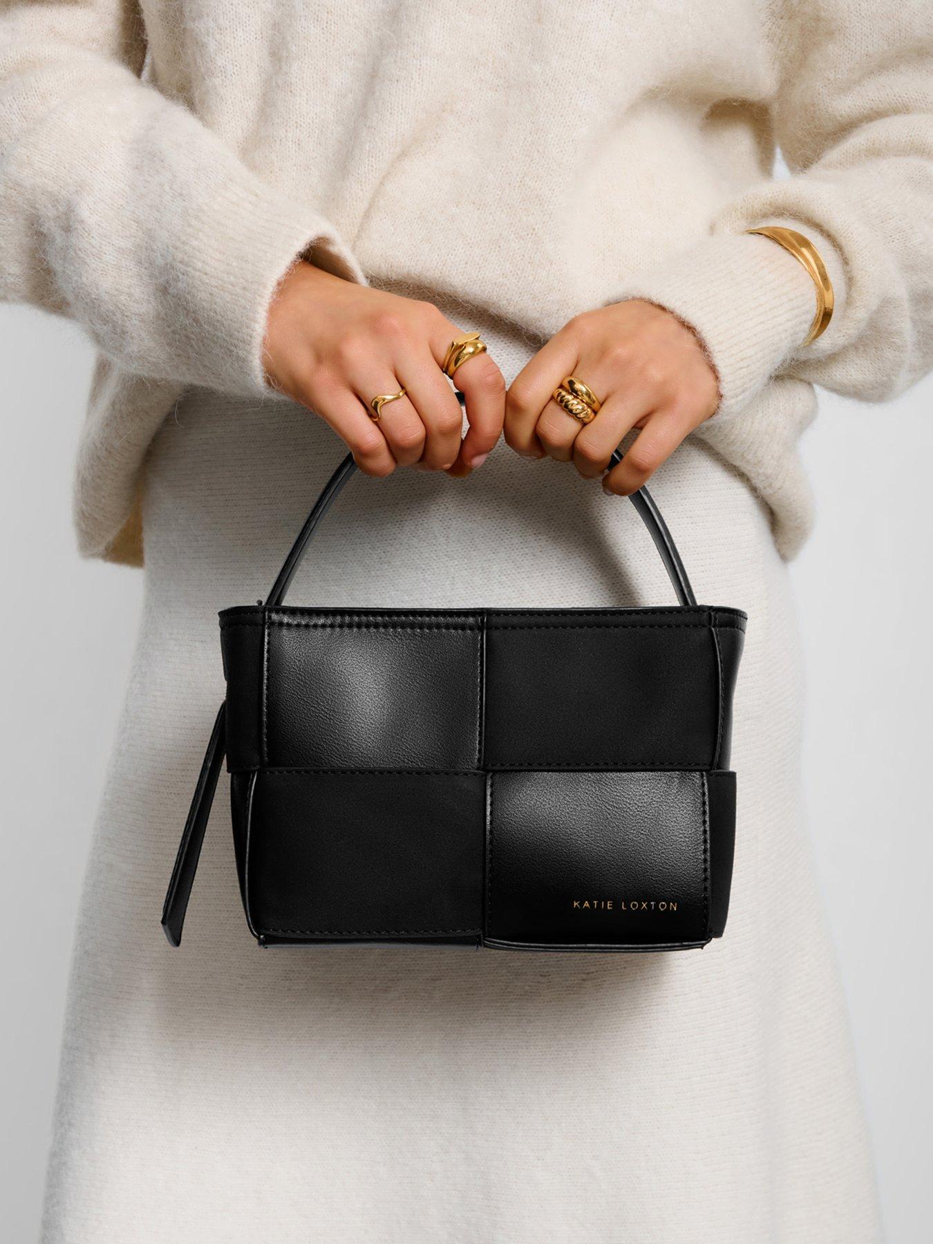 Katie Loxton Taya Woven Faux Suede Top Handle Bag - Black