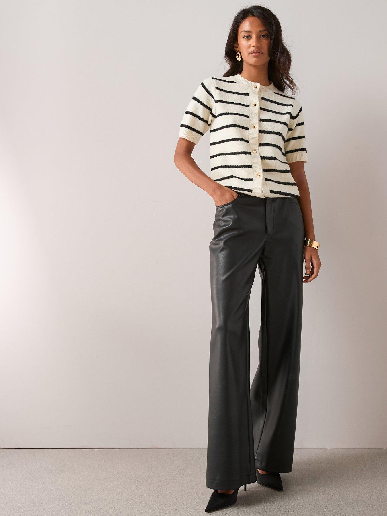 Image 3 of 6 of The Very Collection Short Sleeve Crew Neck Stripe Cardigan - Multi