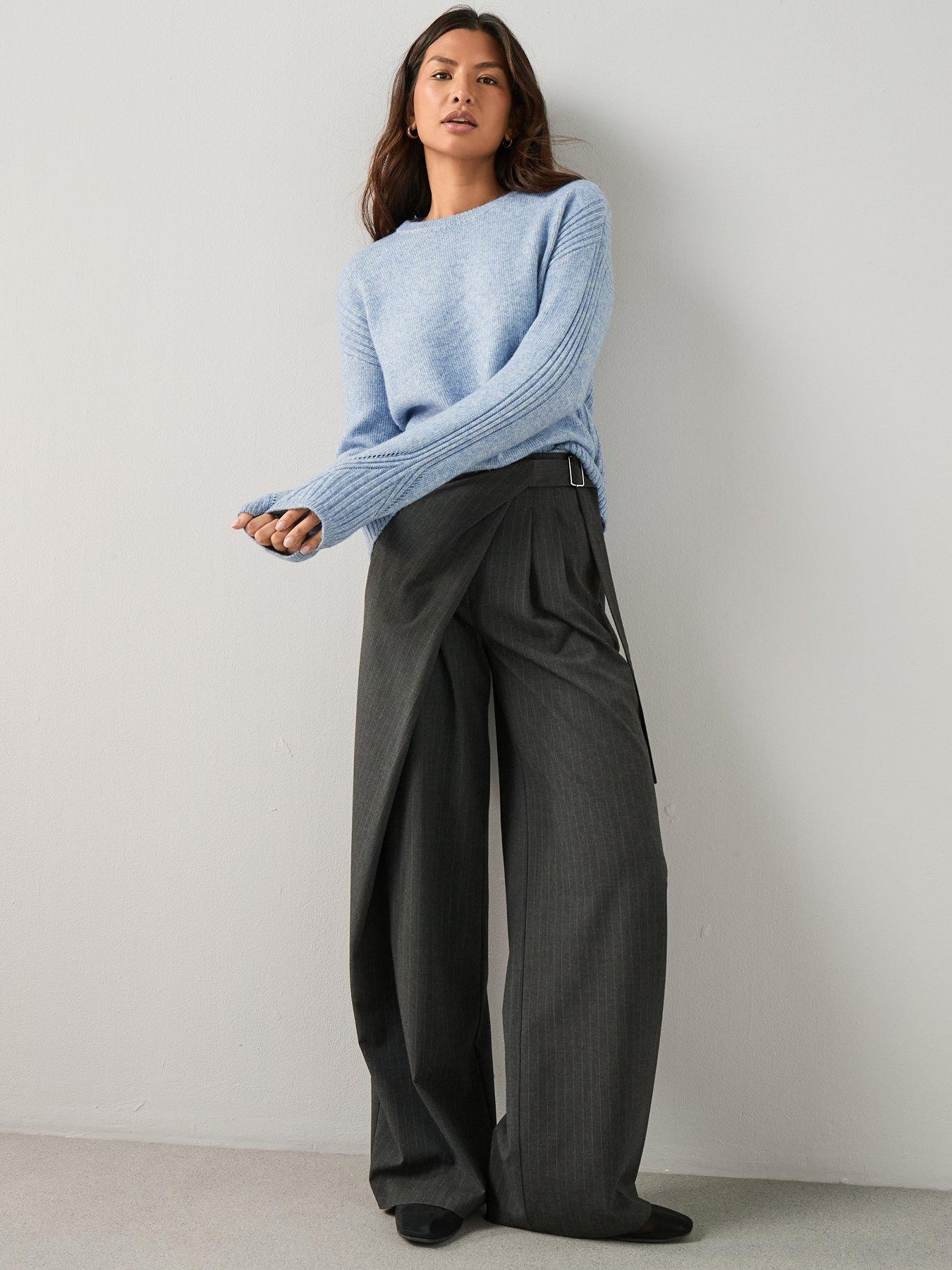 Image 3 of 6 of The Very Collection Crew Neck Rib Detail Knitted Jumper - Blue