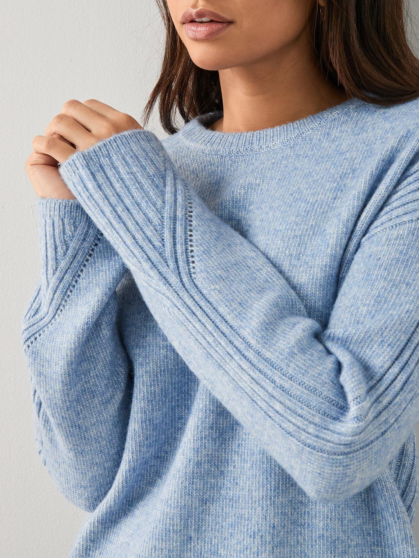 Image 4 of 6 of The Very Collection Crew Neck Rib Detail Knitted Jumper - Blue