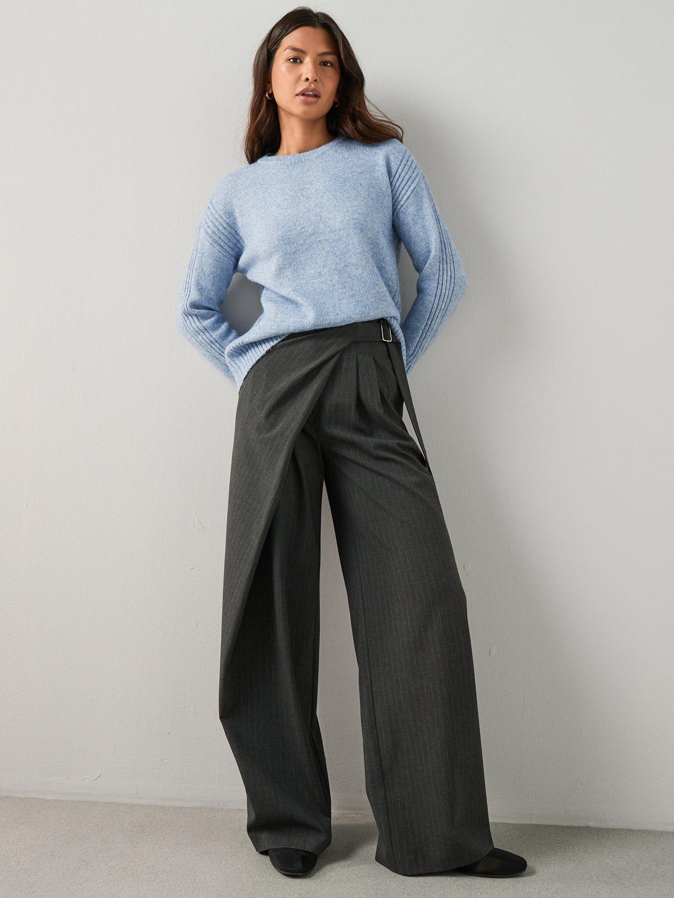 Image 6 of 6 of The Very Collection Crew Neck Rib Detail Knitted Jumper - Blue