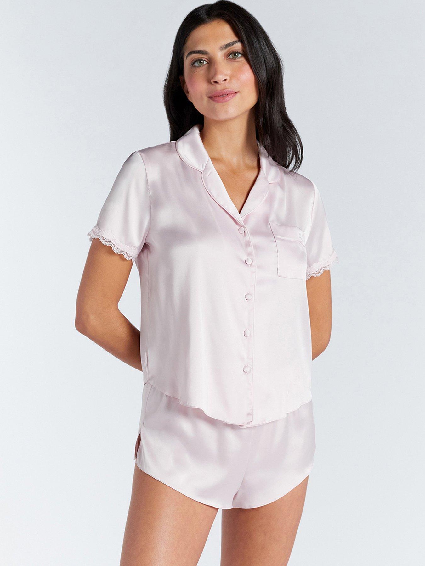 Boux Avenue Kaya Satin Short Sleeve Revere Set - Pink