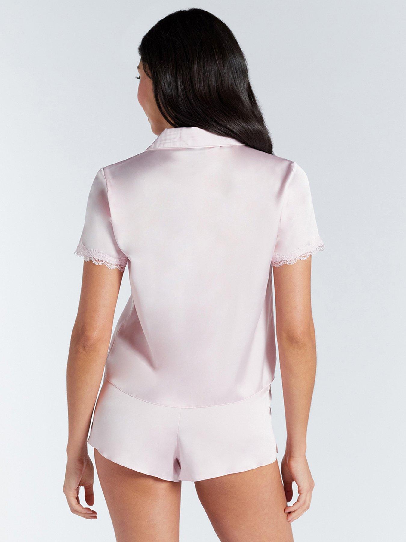 Image 2 of 5 of Boux Avenue Kaya Satin Short Sleeve Revere Set - Pink