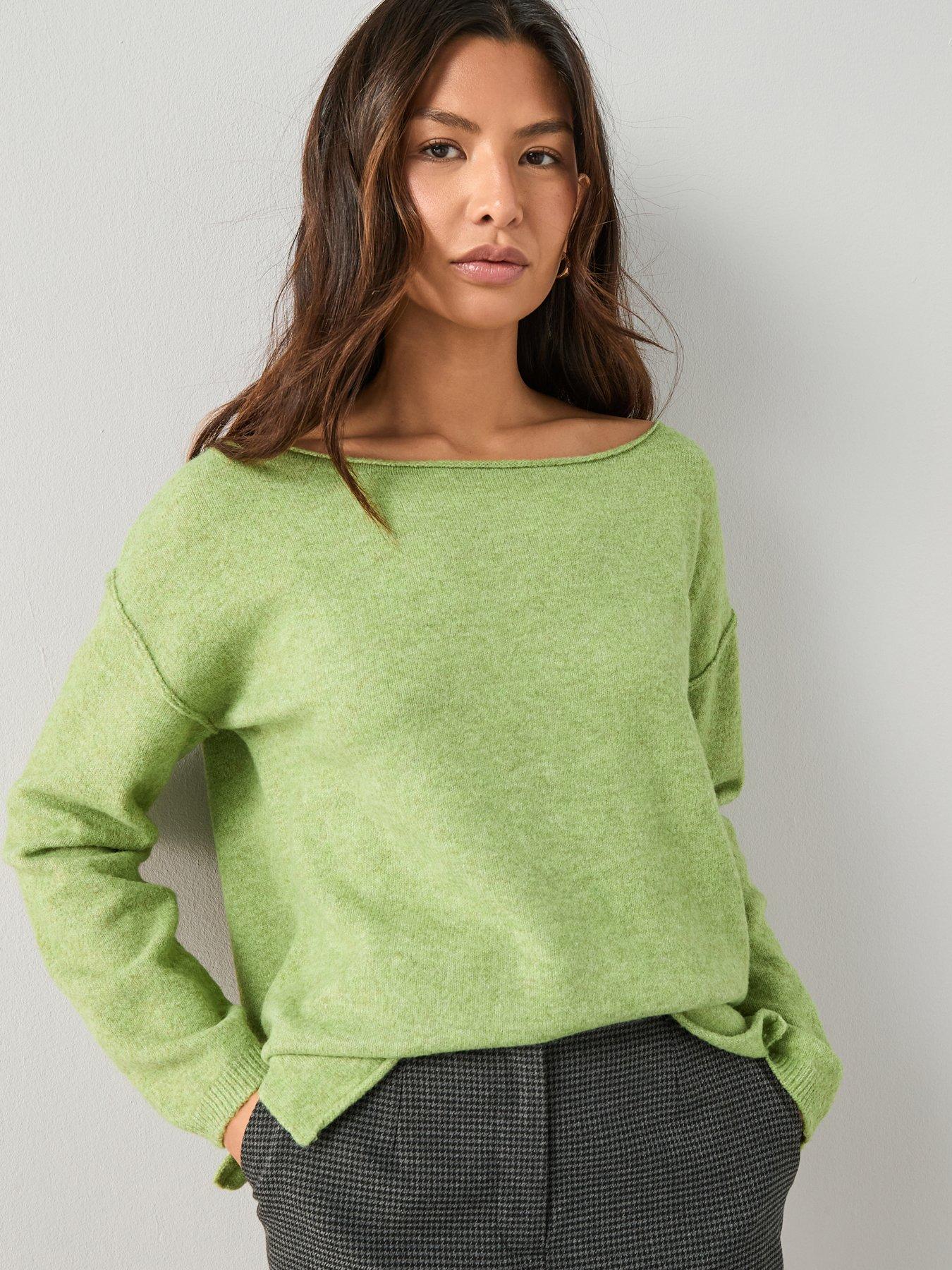 the-very-collection-off-shoulder-jumper-with-wool-greenfront