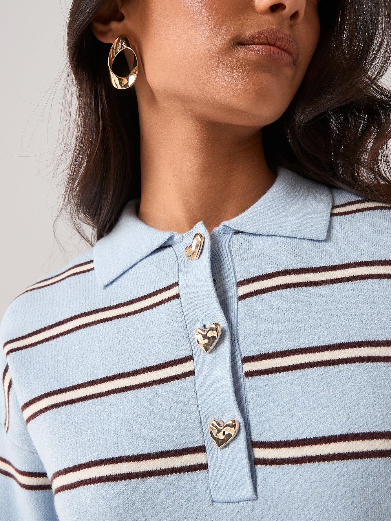the-very-collection-compact-knitted-stripe-polo-jumper--blueoutfit