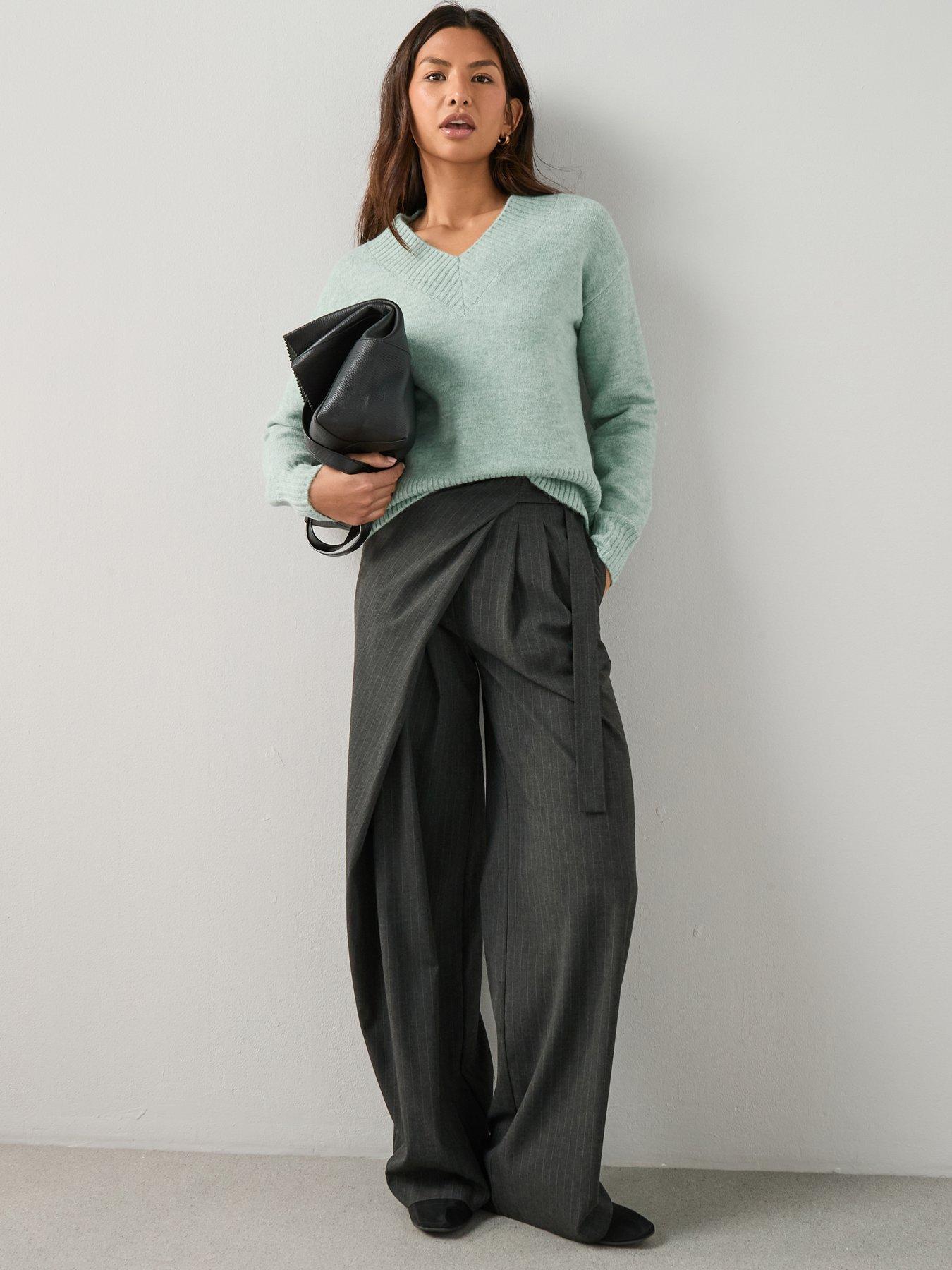 the-very-collection-deep-rib-v-neck-knitted-jumper-sagefront