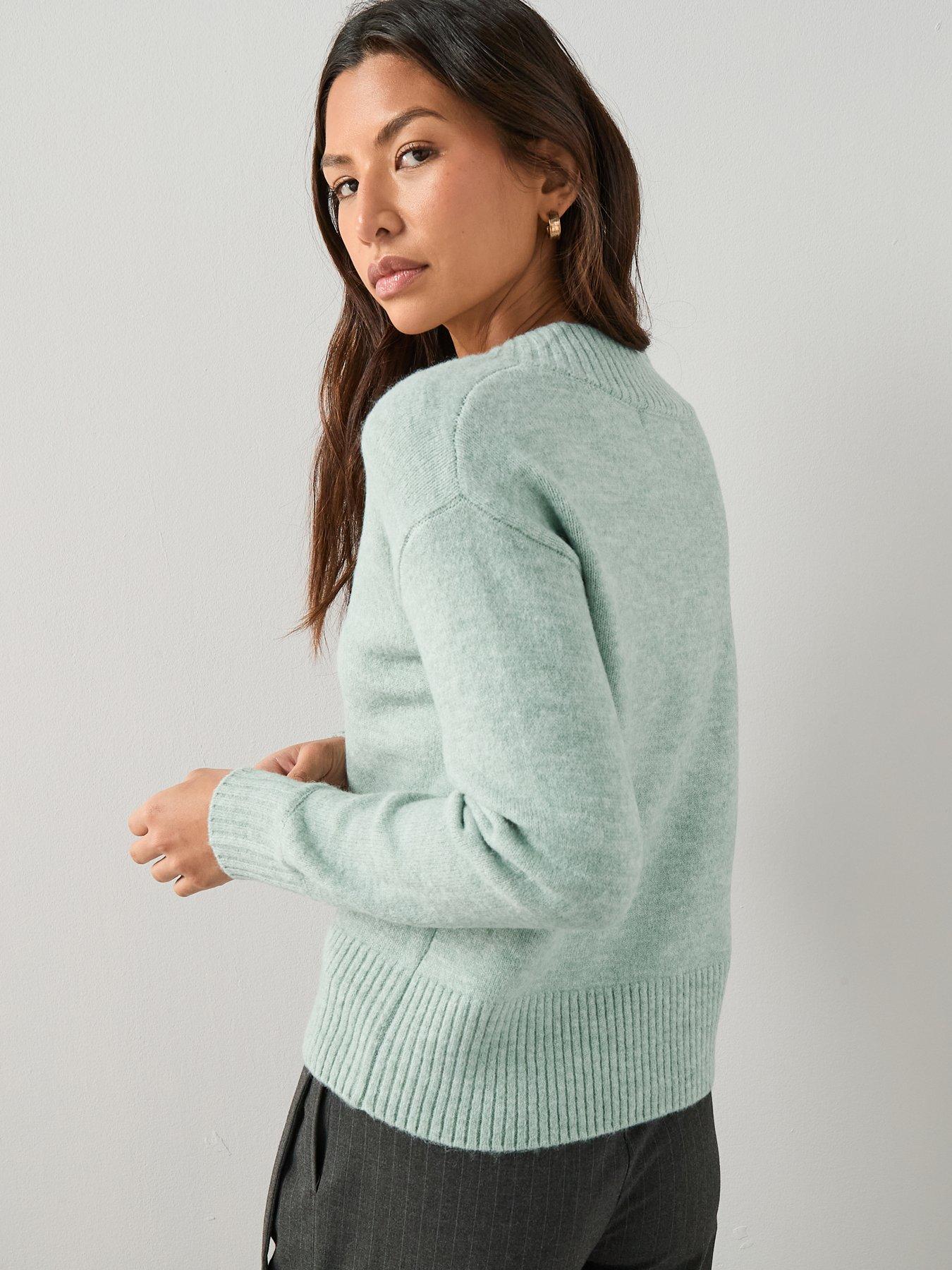 the-very-collection-deep-rib-v-neck-knitted-jumper-sagestillFront