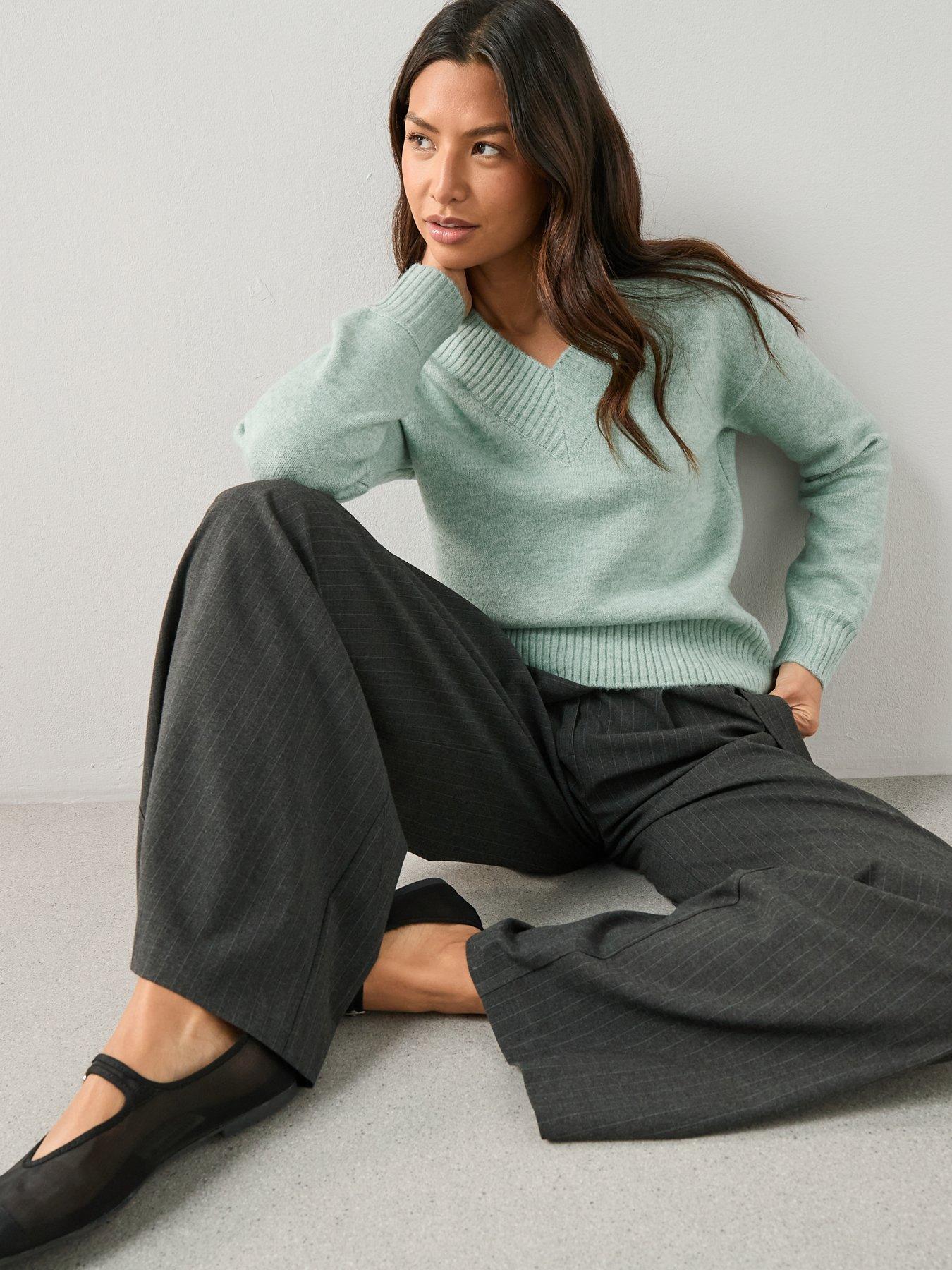 the-very-collection-deep-rib-v-neck-knitted-jumper-sageoutfit
