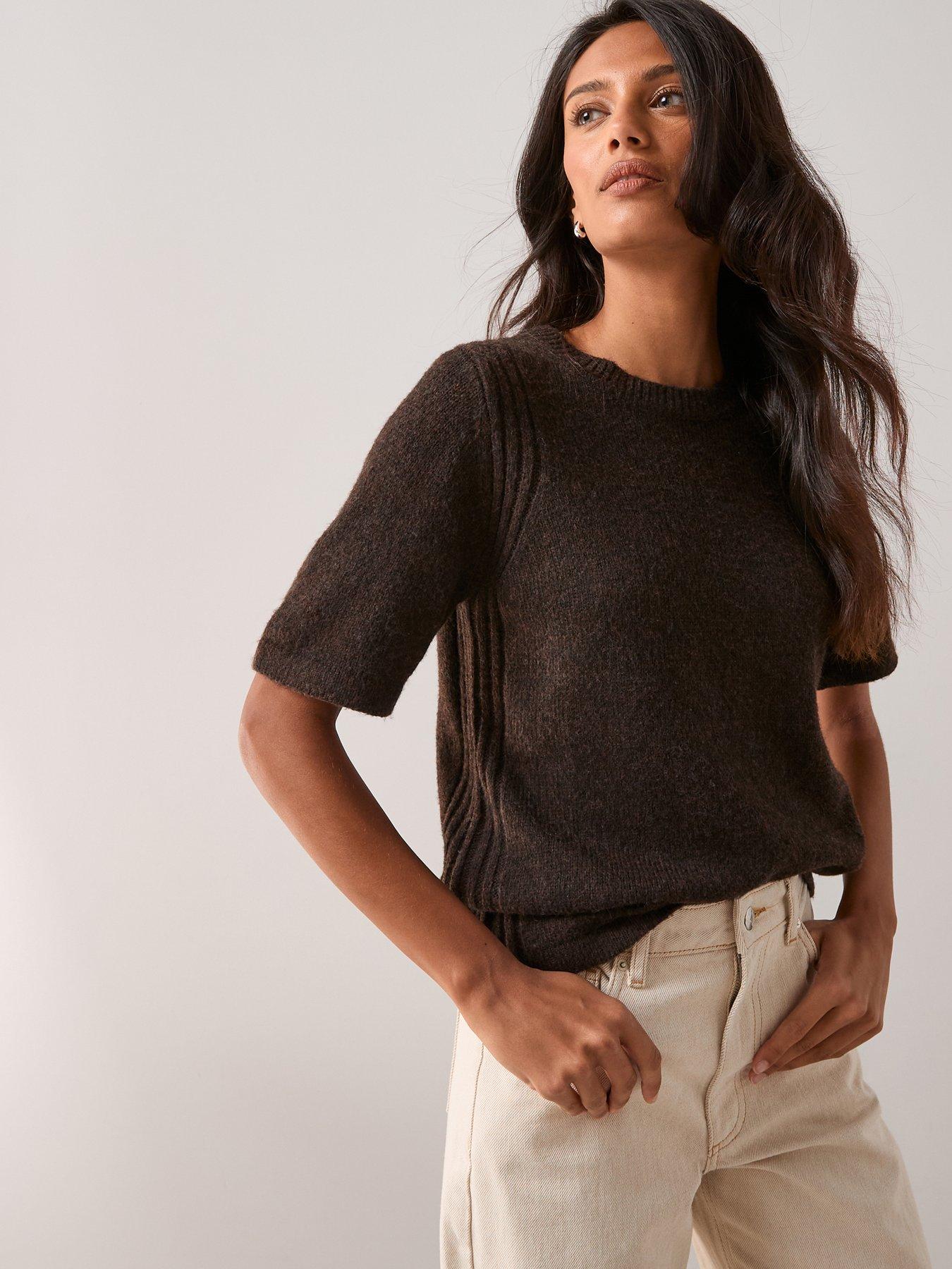 The Very Collection Short Sleeve Jumper - Chocolate Brown