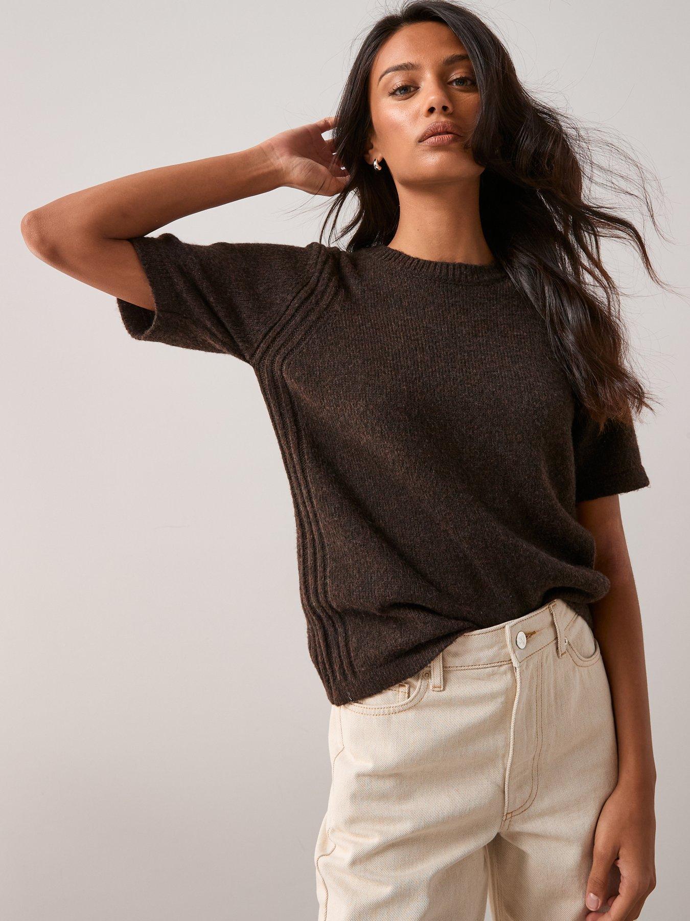 the-very-collection-short-sleeve-jumper-chocolate-brownoutfit