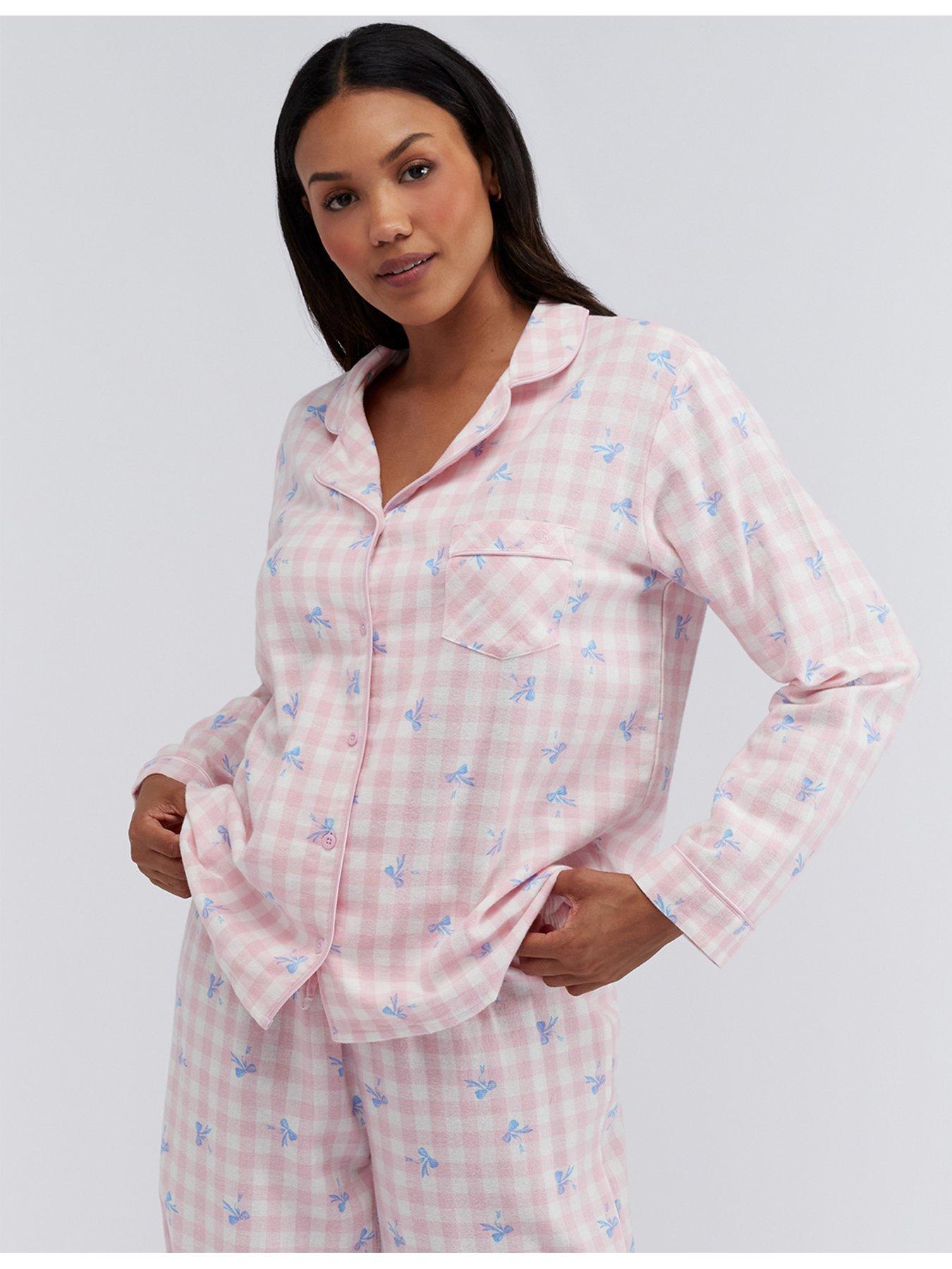 boux-avenue-bow-gingham-cotton-pj-in-a-bag-pinkfront