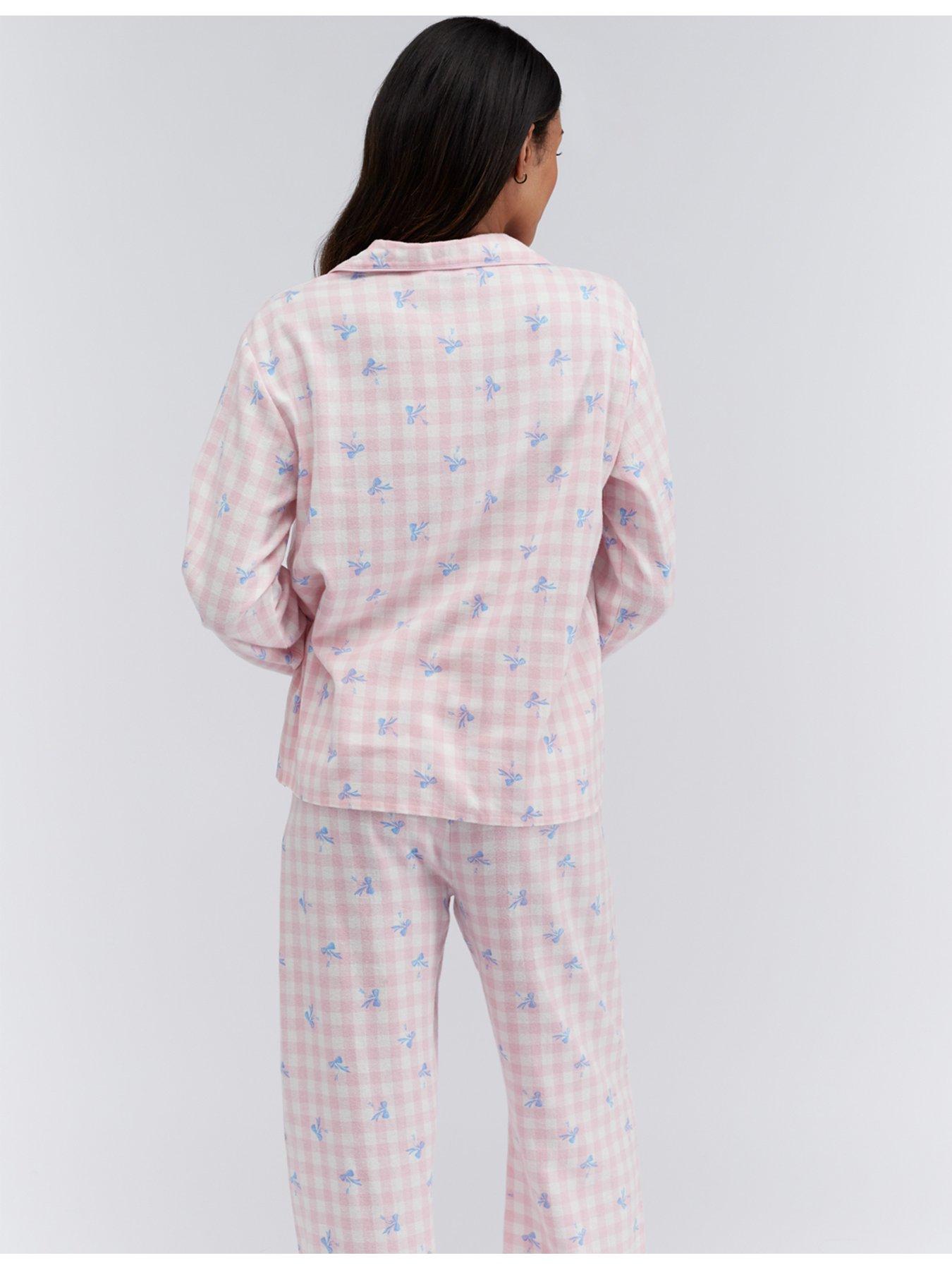 boux-avenue-bow-gingham-cotton-pj-in-a-bag-pinkstillFront