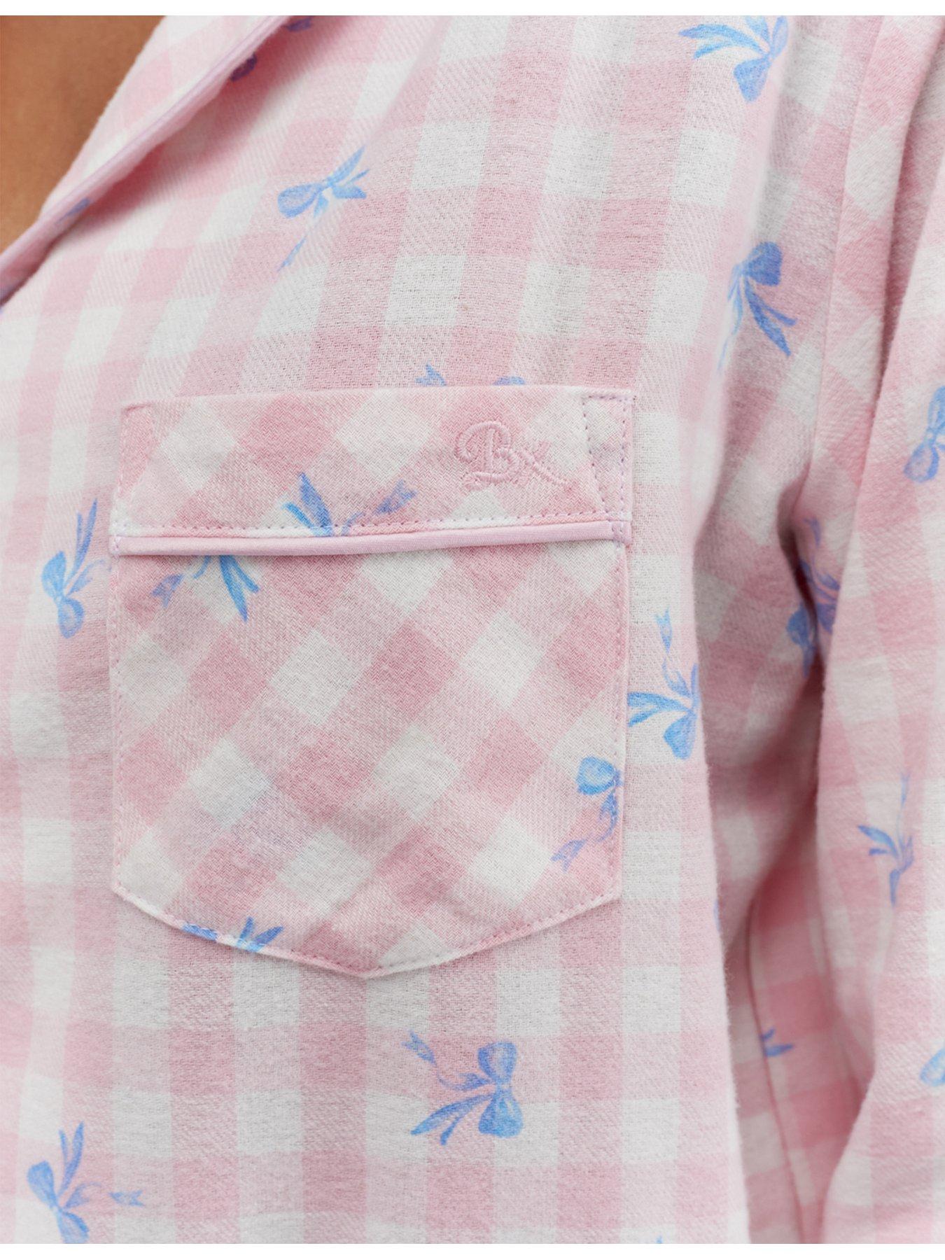 boux-avenue-bow-gingham-cotton-pj-in-a-bag-pinkdetail
