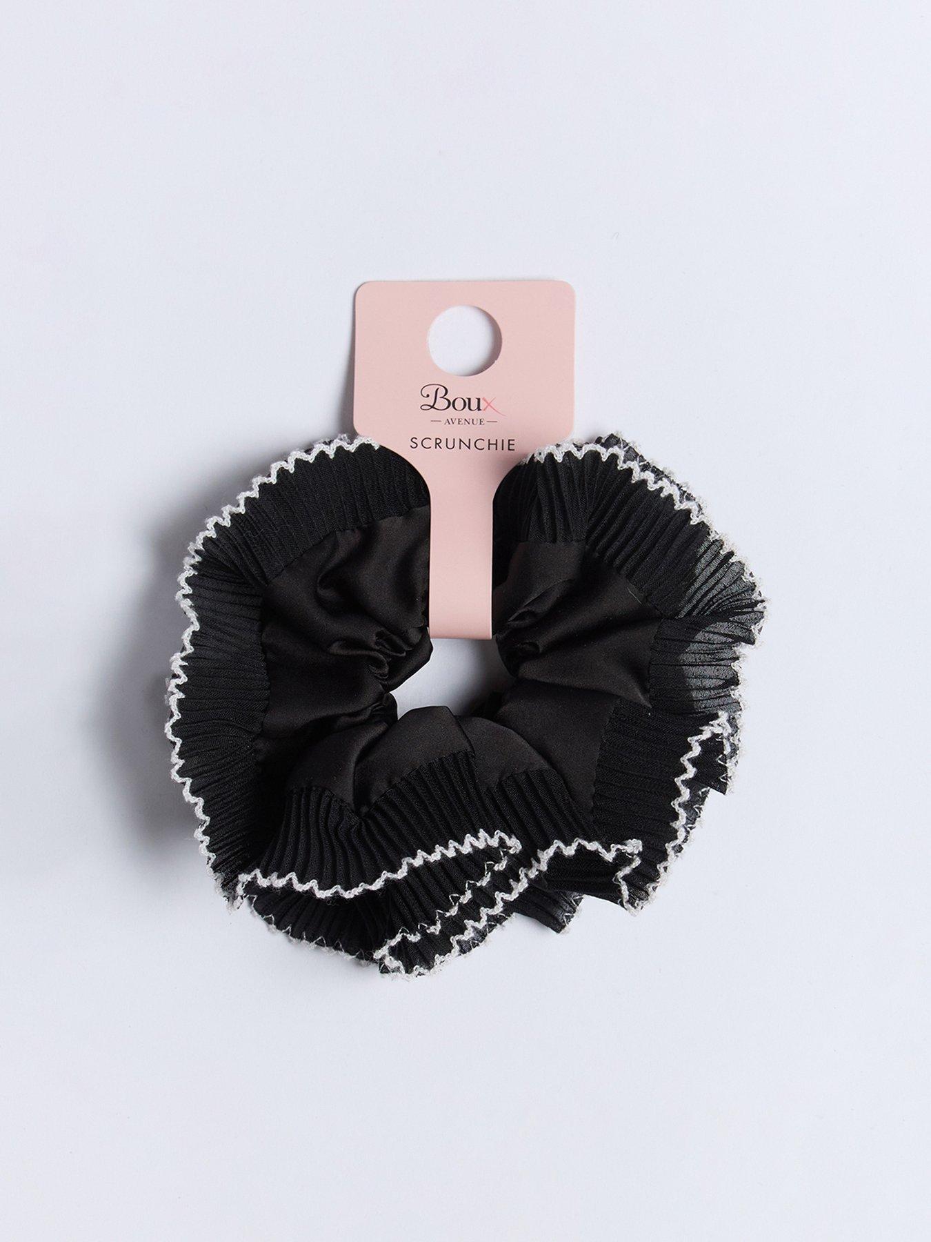 Image 2 of 3 of Boux Avenue Plisse Oversized Scrunchie - Black