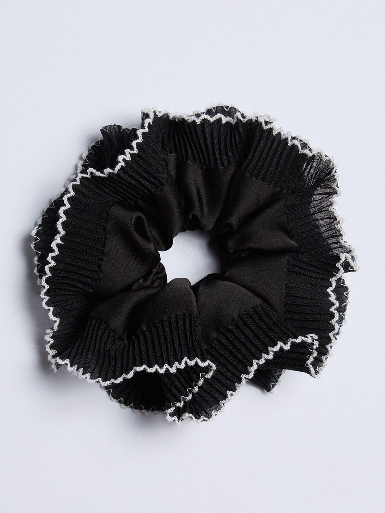 Image 3 of 3 of Boux Avenue Plisse Oversized Scrunchie - Black