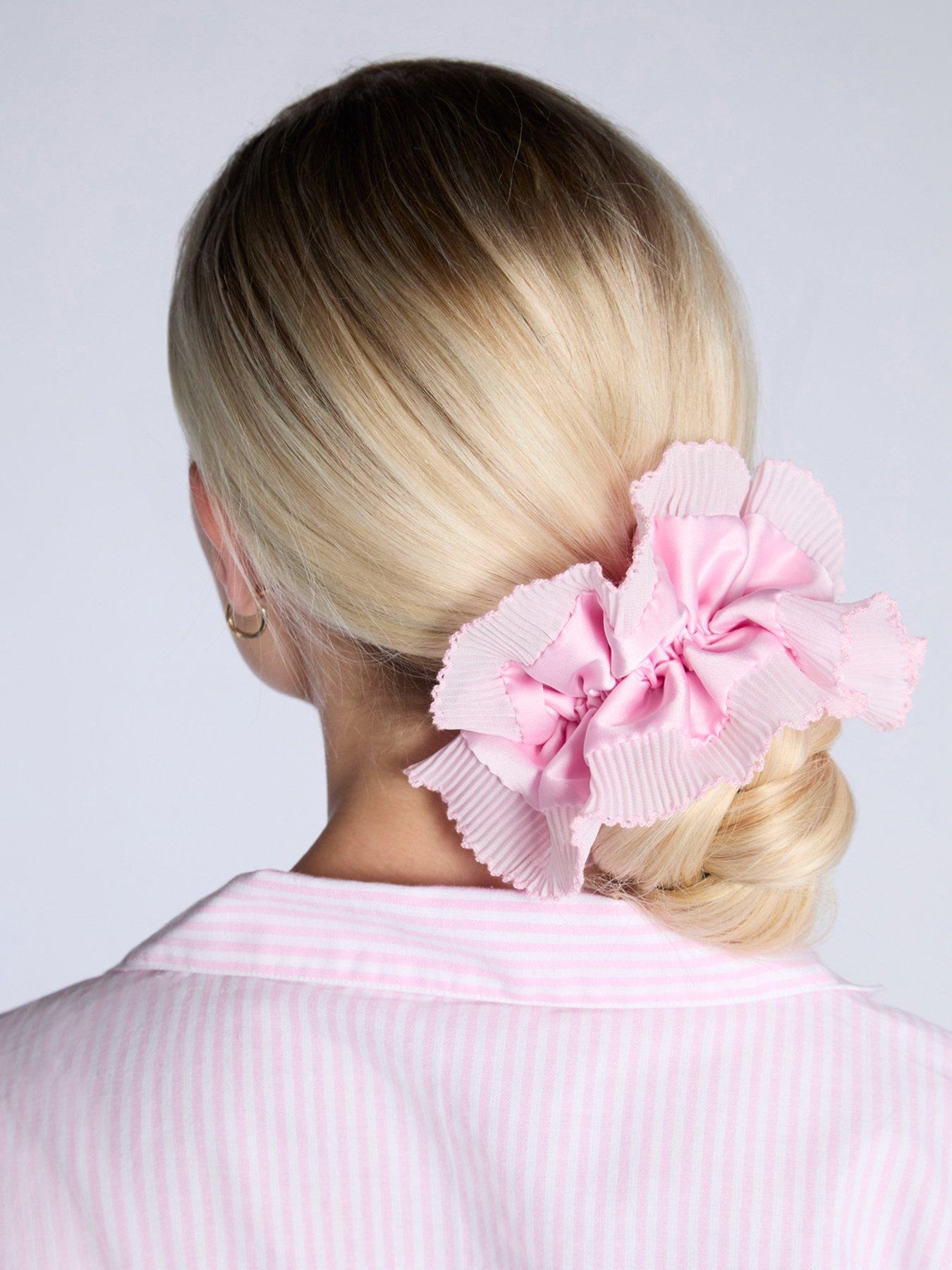 Image 1 of 3 of Boux Avenue Plisse Oversized Scrunchie - Pink