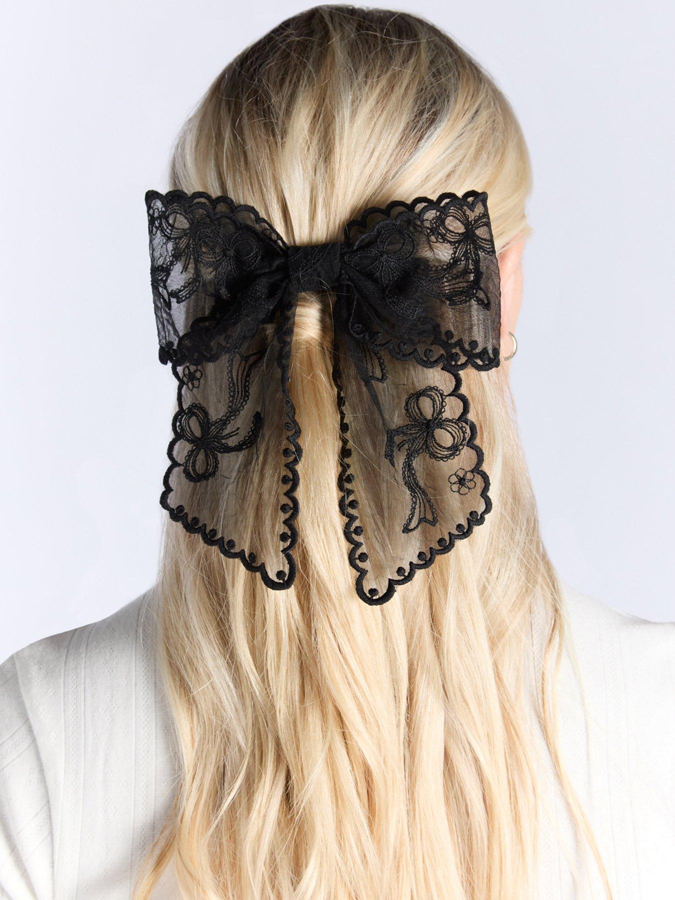 Boux Avenue Embroidered Bow Hair Clip - Black