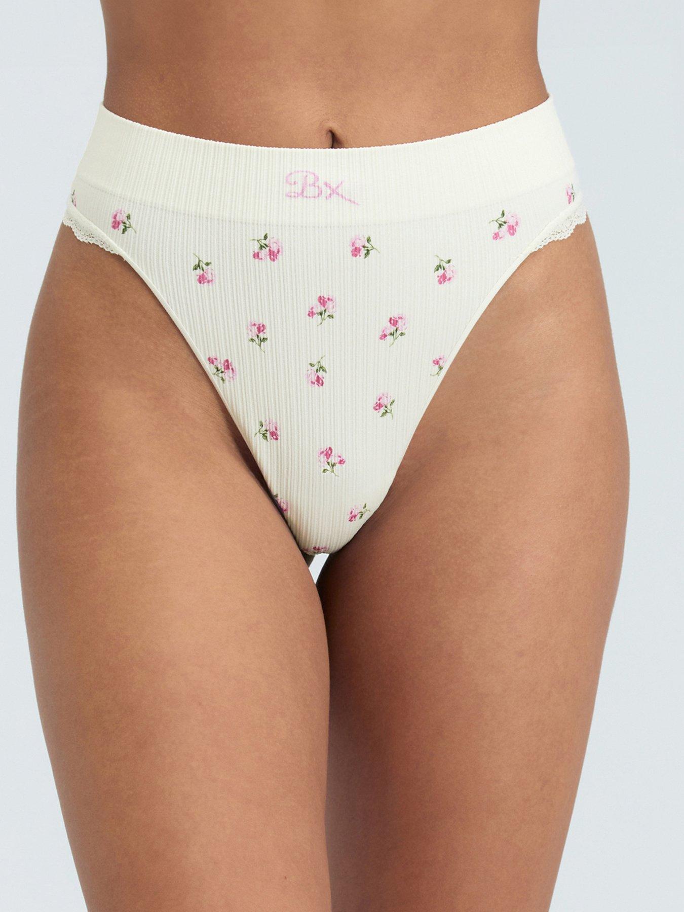 boux-avenue-rib-seamless-floral-thong-ivory-mixback
