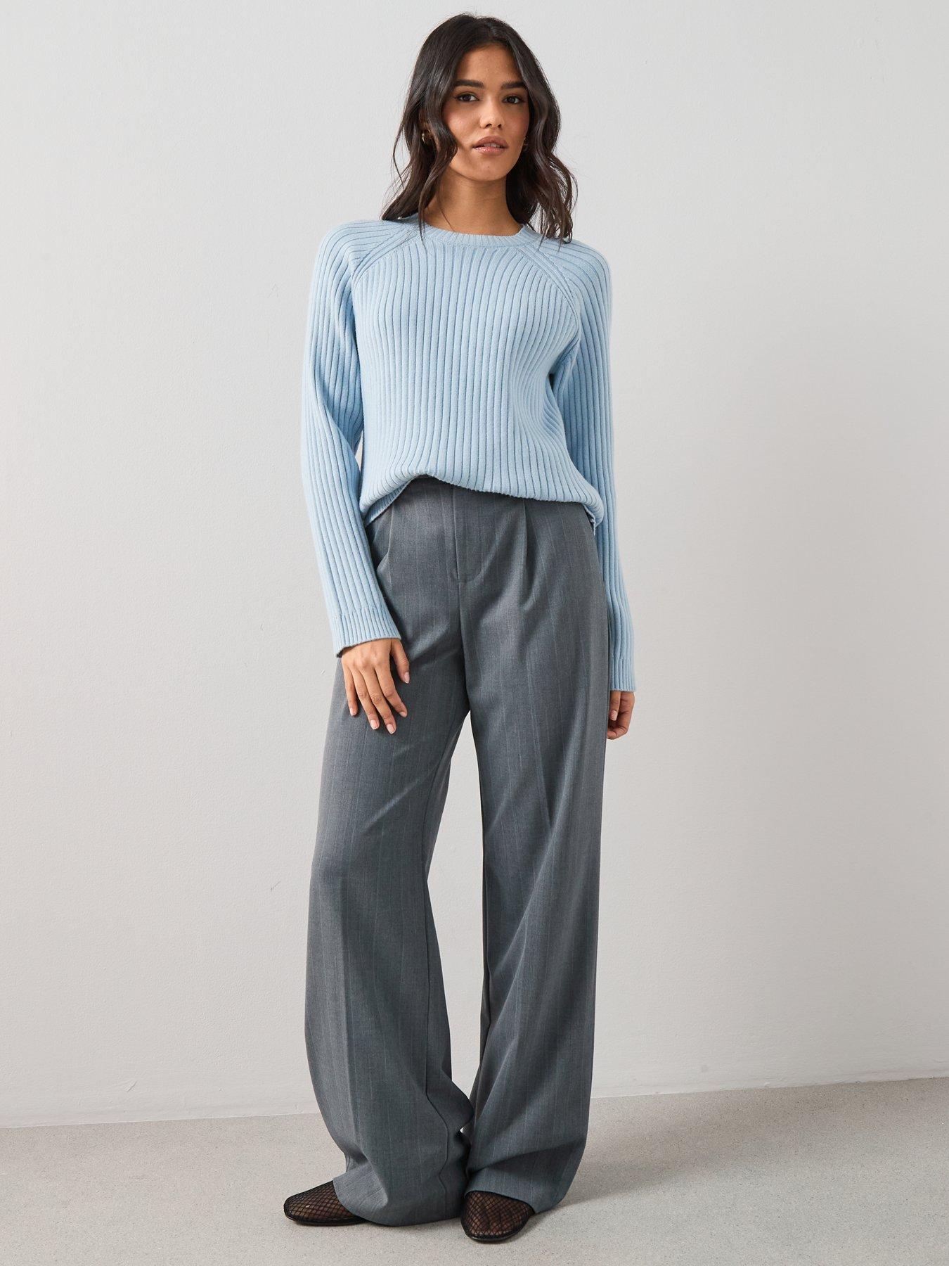 Image 3 of 6 of The Very Collection Classic Comfort Crew Neck Rib Jumper - Blue