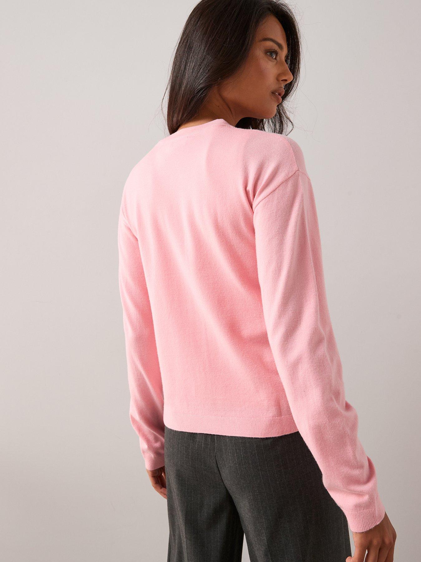 Image 2 of 7 of The Very Collection Classic Comfort Crew Neck Cardigan Co-ord - Pink