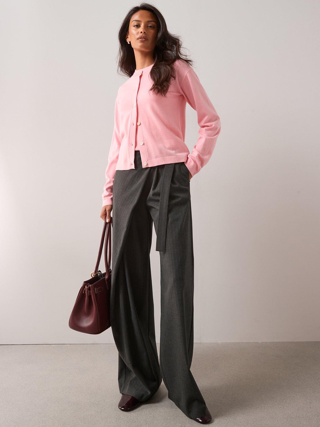 Image 3 of 7 of The Very Collection Classic Comfort Crew Neck Cardigan Co-ord - Pink
