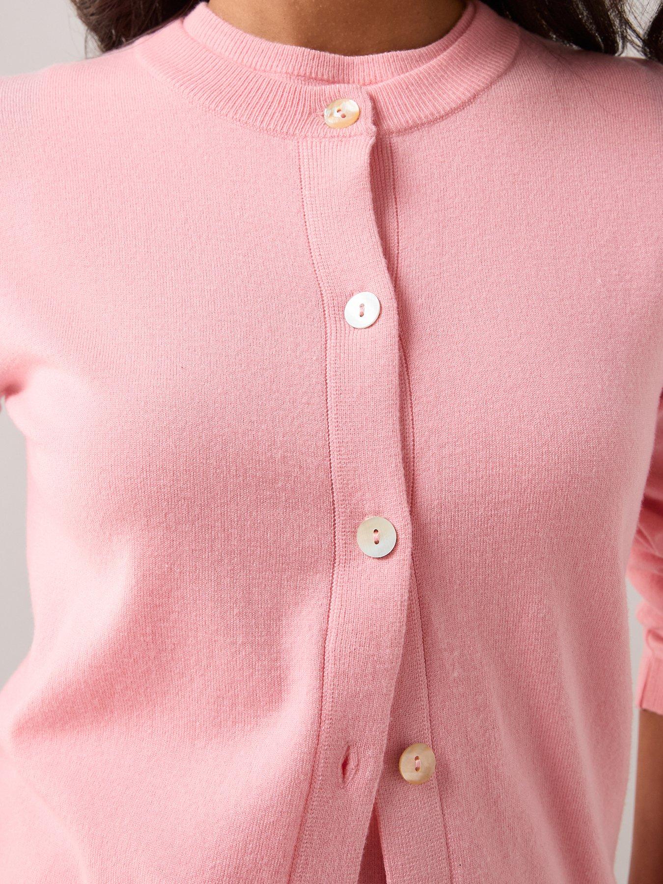 Image 4 of 7 of The Very Collection Classic Comfort Crew Neck Cardigan Co-ord - Pink