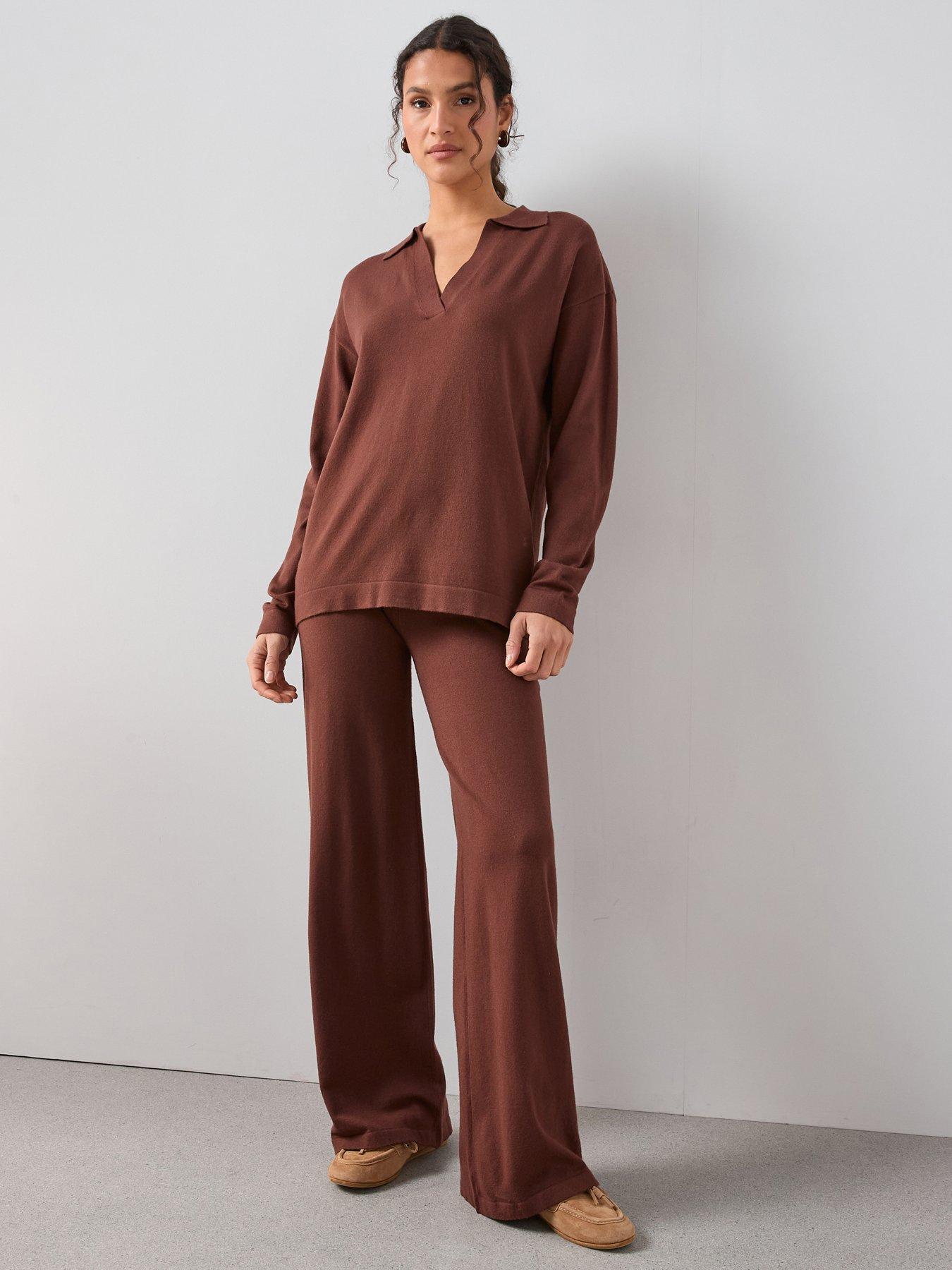 The Very Collection Classic Comfort Collared Jumper - Chocolate Brown