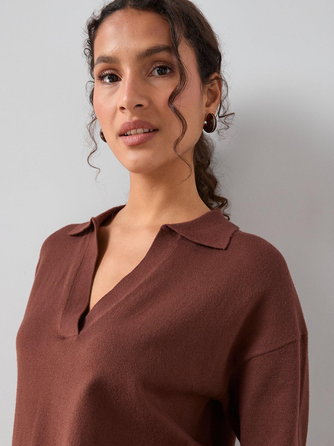 the-very-collection-classic-comfort-collared-jumper-chocolate-brownoutfit