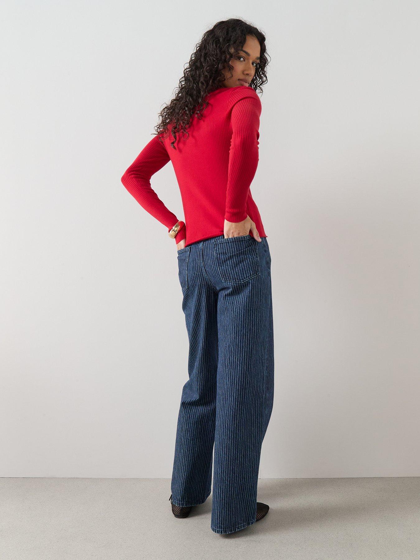 Image 5 of 6 of The Very Collection Classic Comfort Crew Neck Rib Knitted Cardigan - Red