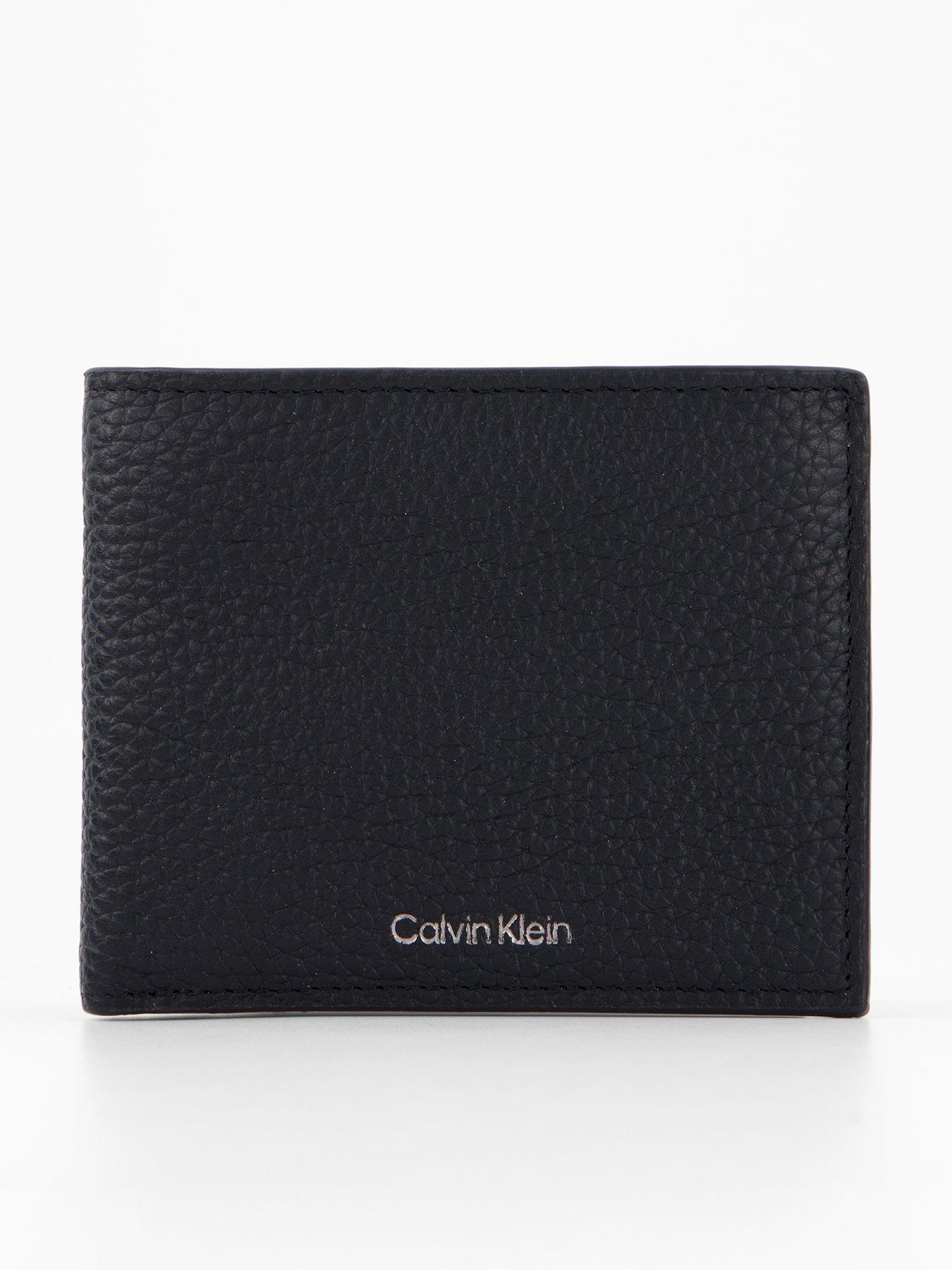 Calvin Klein Foil Embossed Bifold Leather Wallet - Black