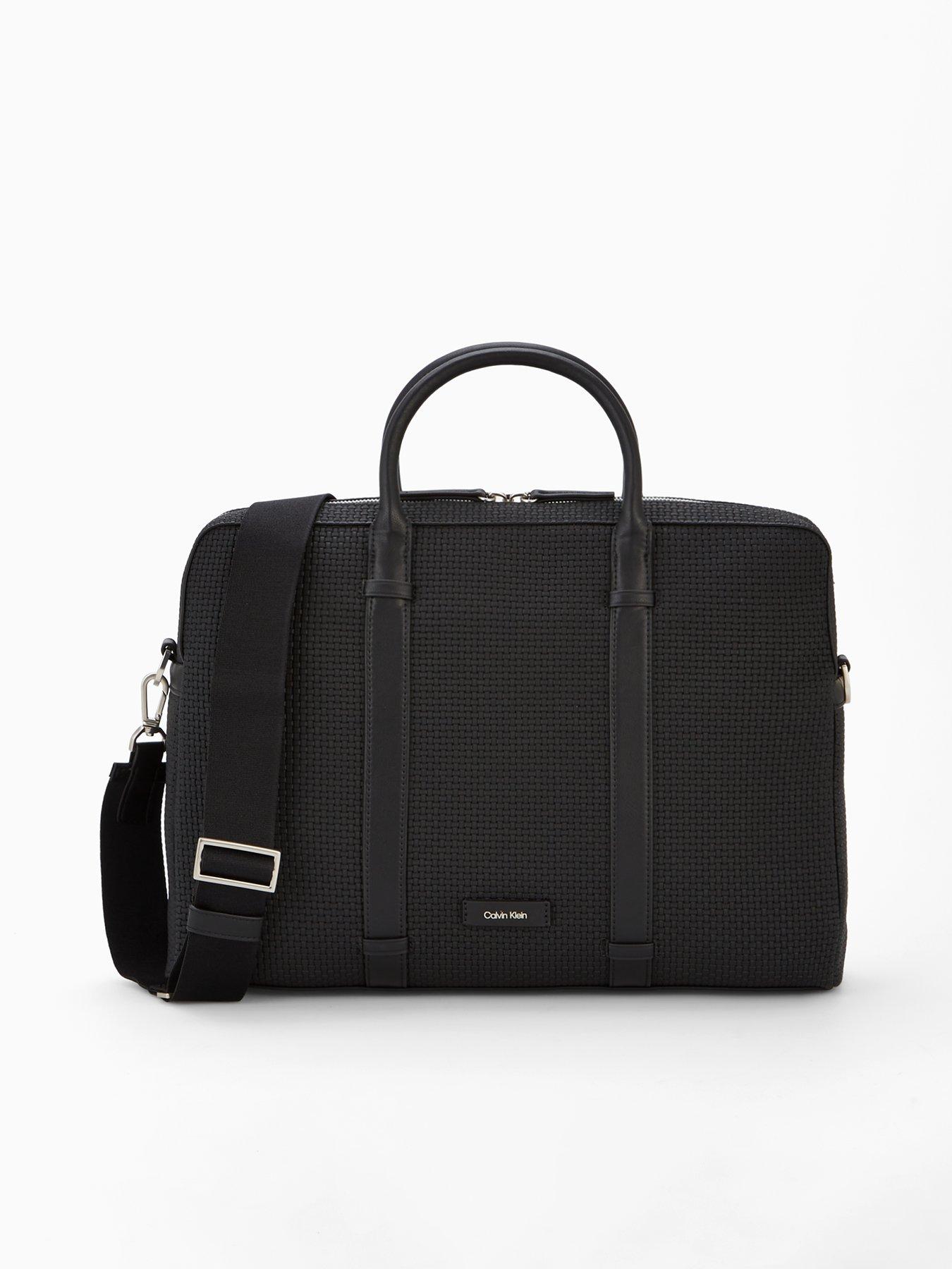 Calvin Klein Embossed Woven Laptop Bag - Black