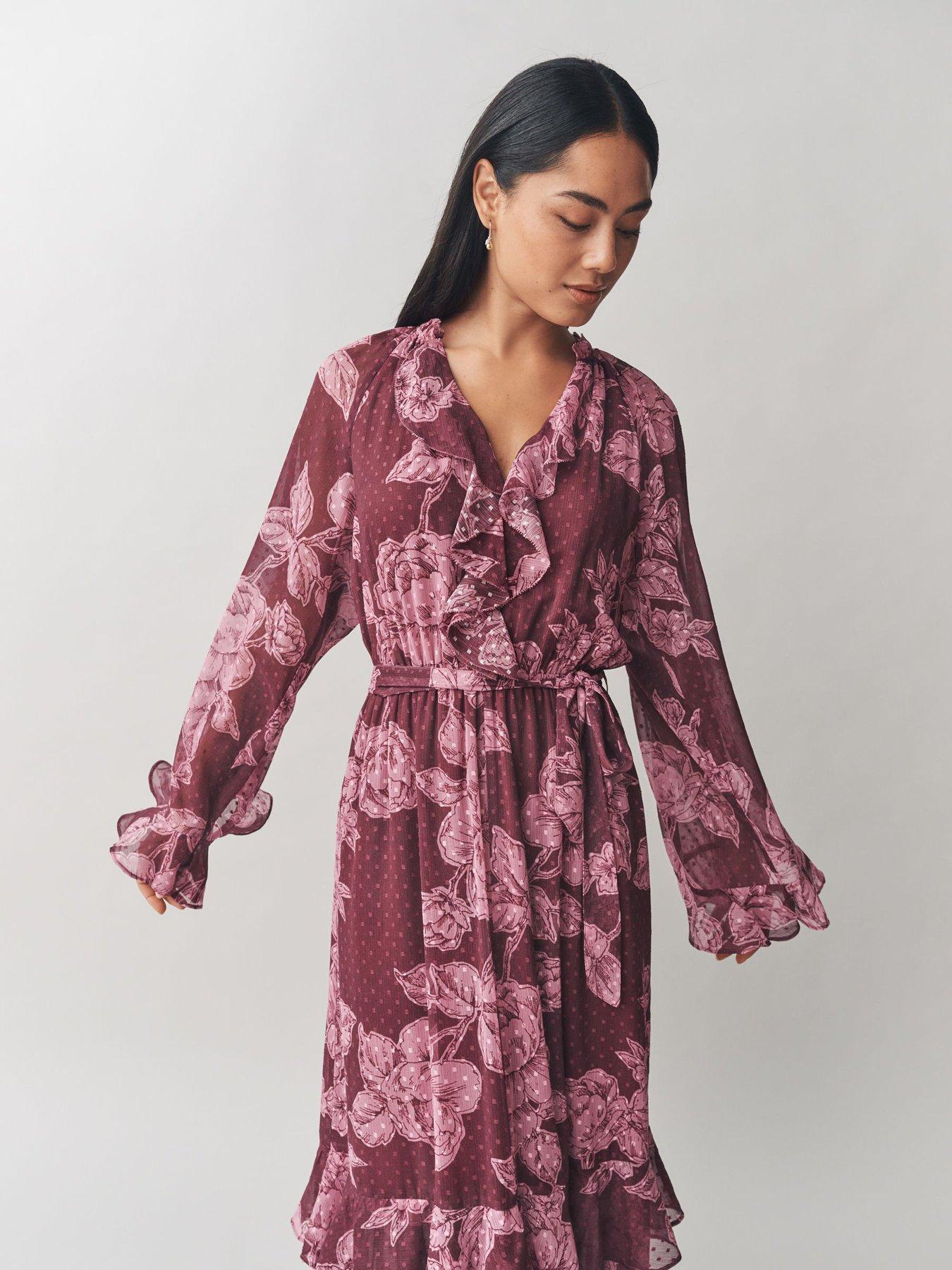 Laura Ashley Pollington Rose Tier Midi Dress - Pink