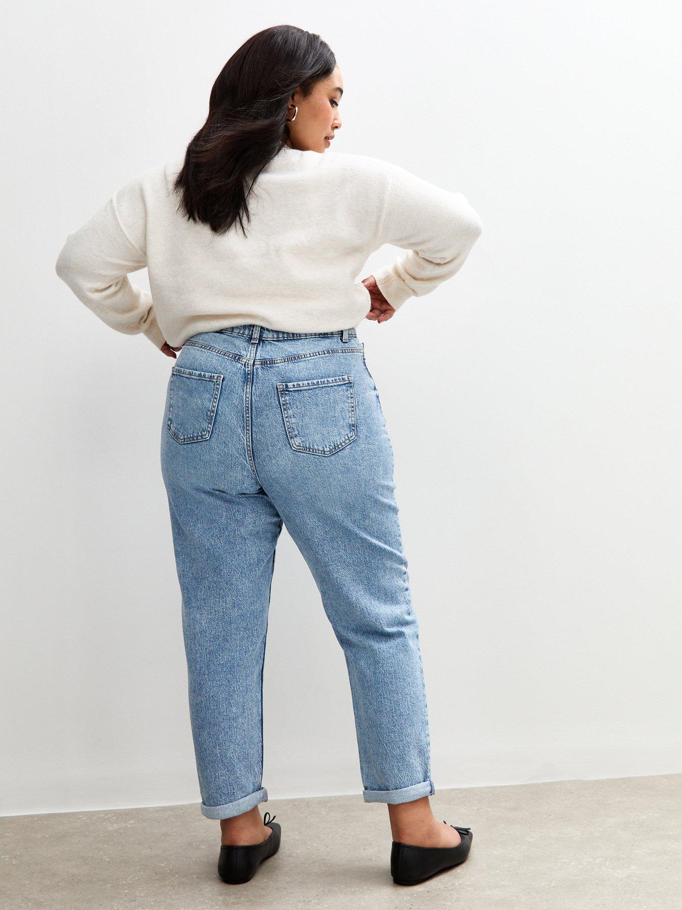 Image 2 of 6 of New Look Curves Blue Mom Jeans