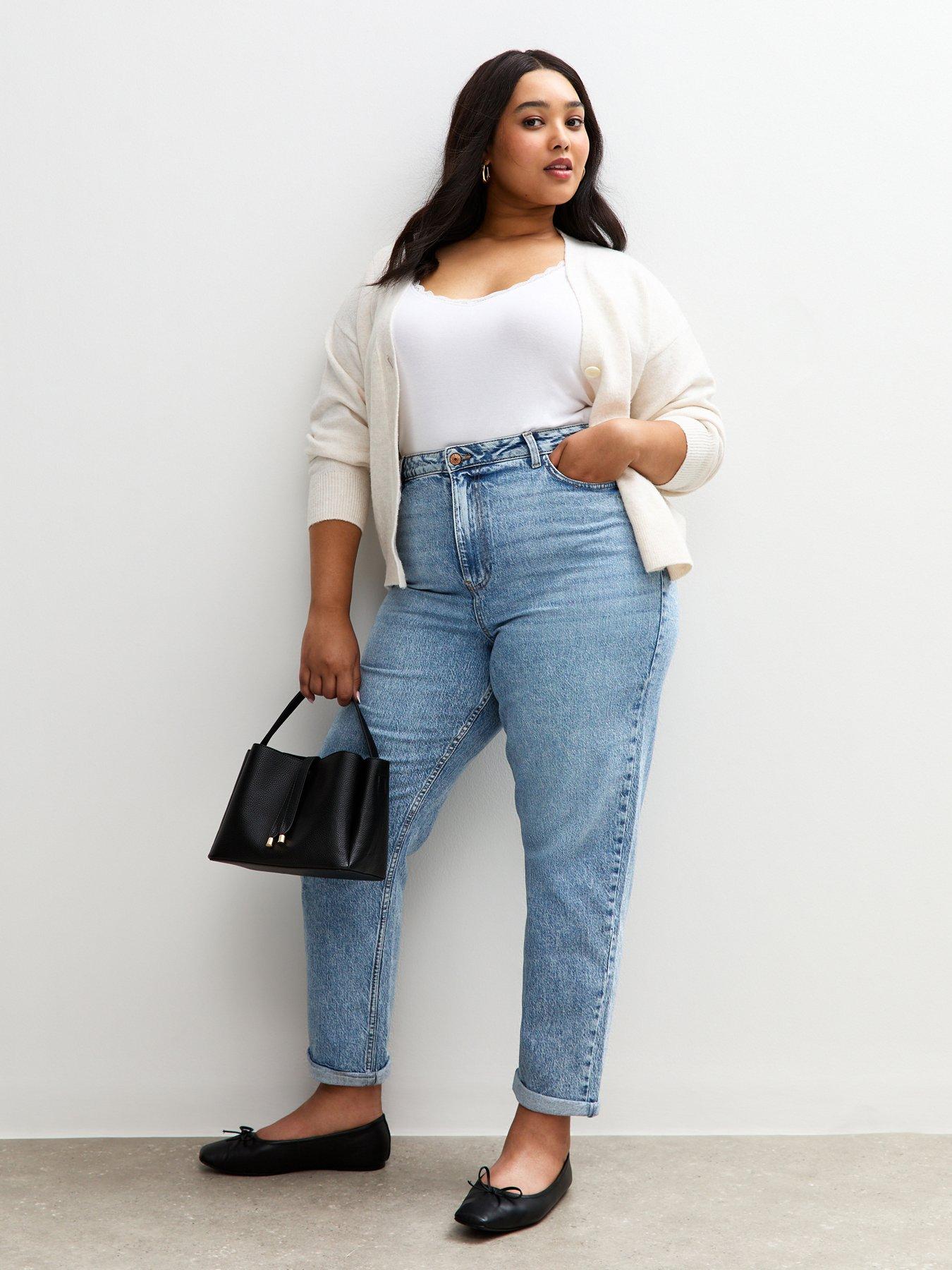 Image 3 of 6 of New Look Curves Blue Mom Jeans