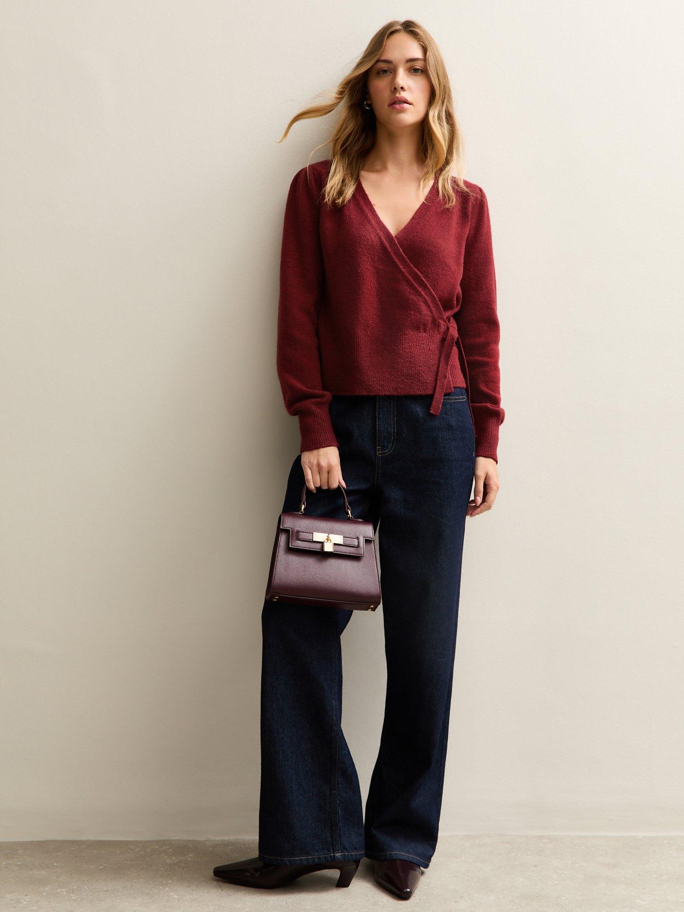 new-look-red-puff-sleeve-wrap-jumperback