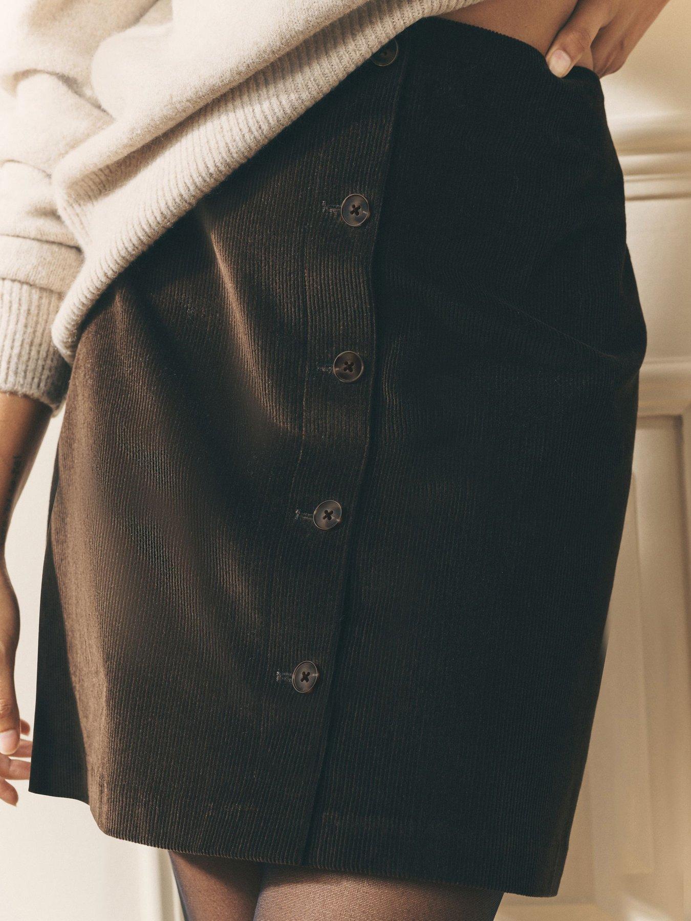 Image 4 of 5 of Laura Ashley Cord Mini Skirt - Brown