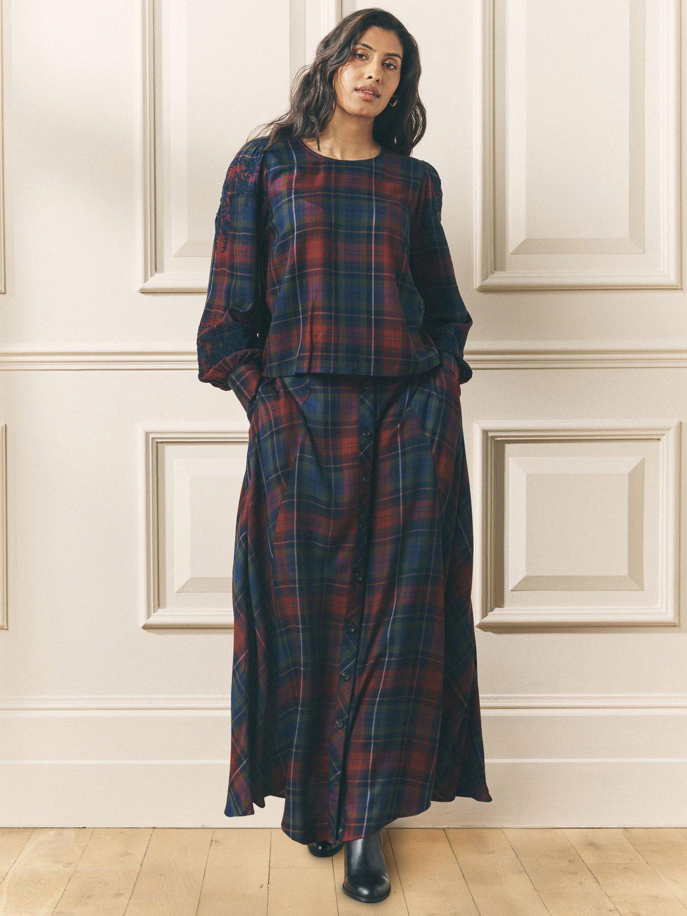 laura-ashley-check-co-ord-maxi-skirt-redgreenback