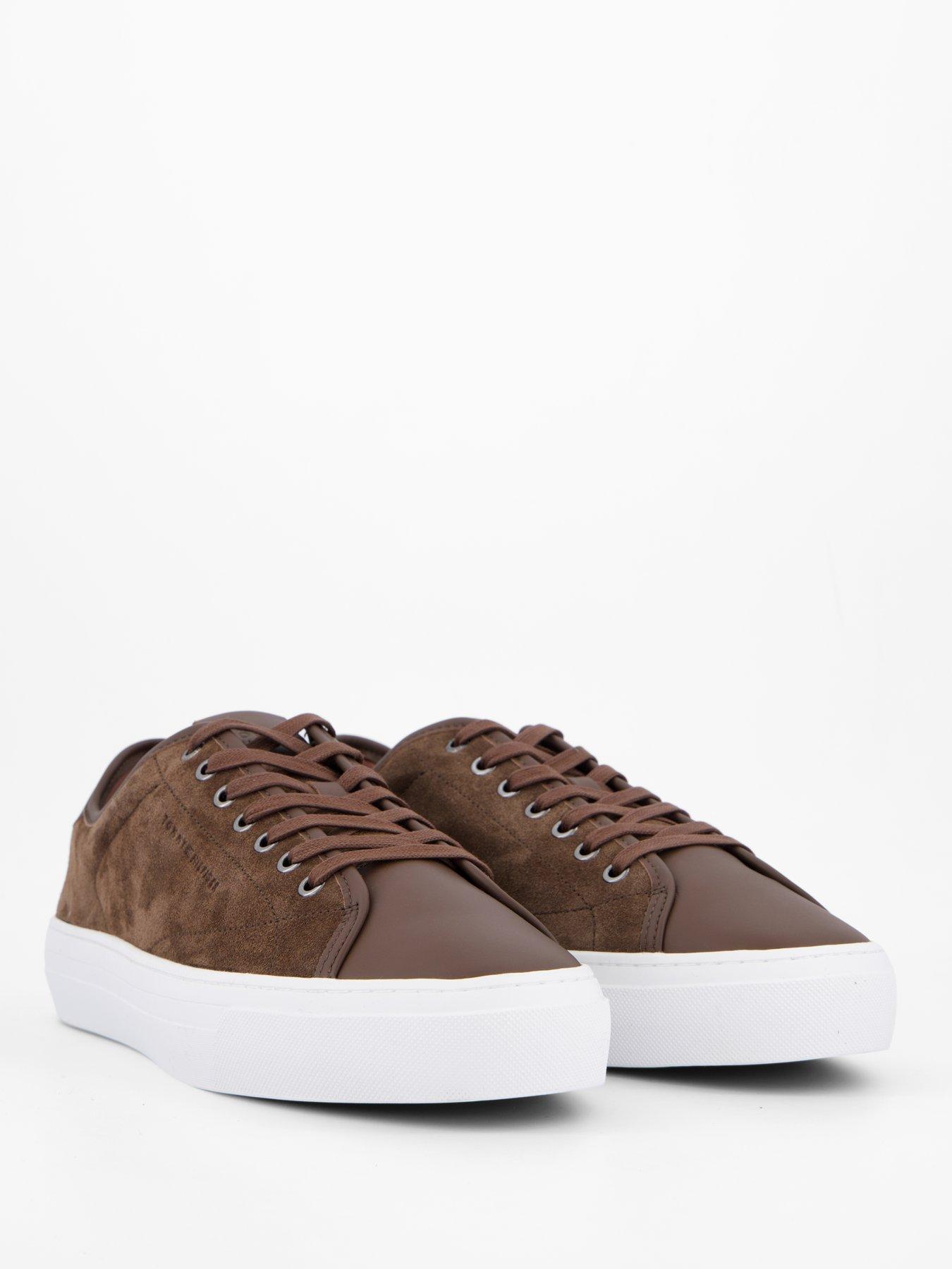 Image 6 of 7 of Tommy Hilfiger Premium Dress Leather Mix Trainers - Brown
