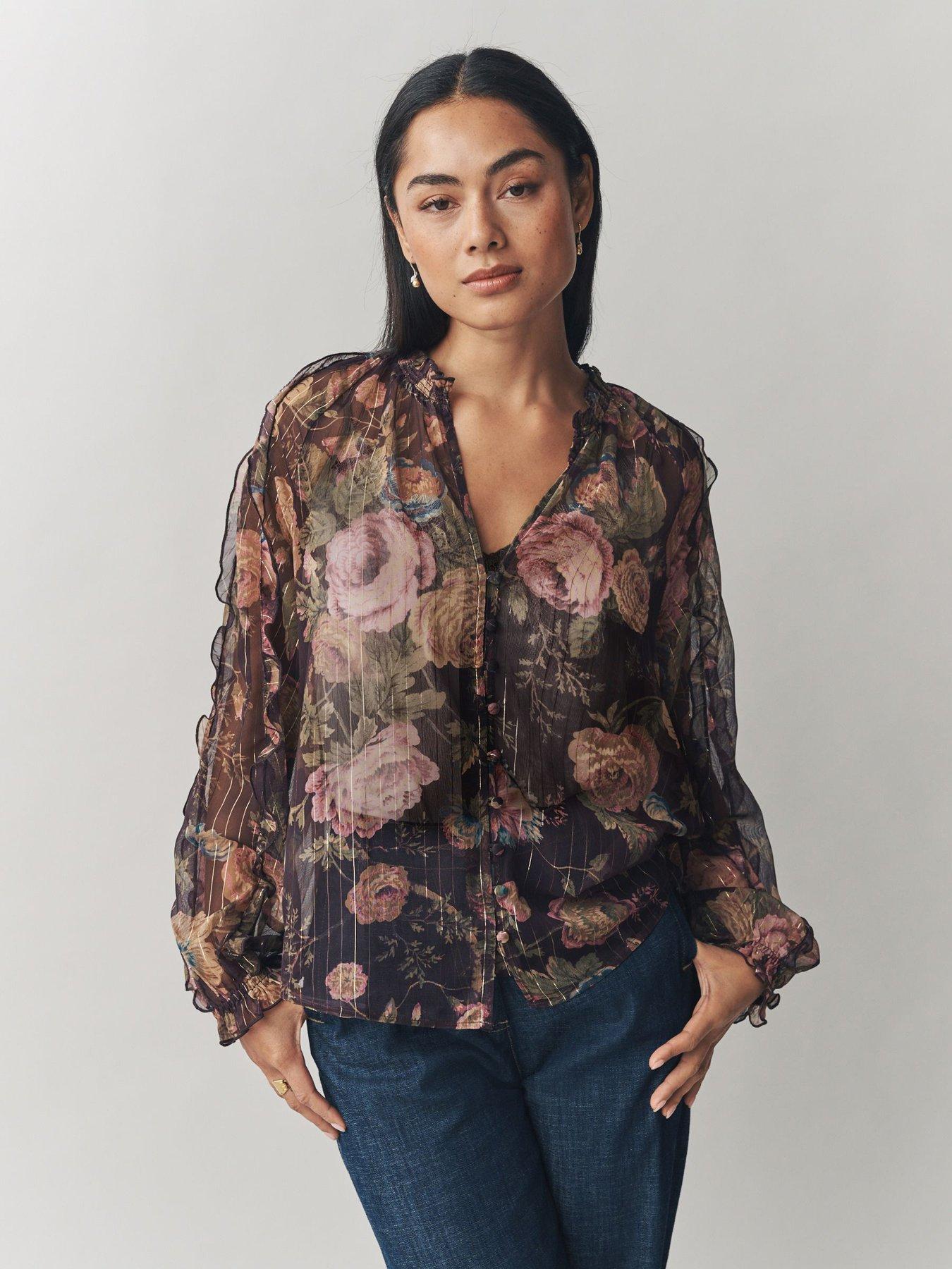Laura Ashley Crinkle Chiffon Blouse - Black