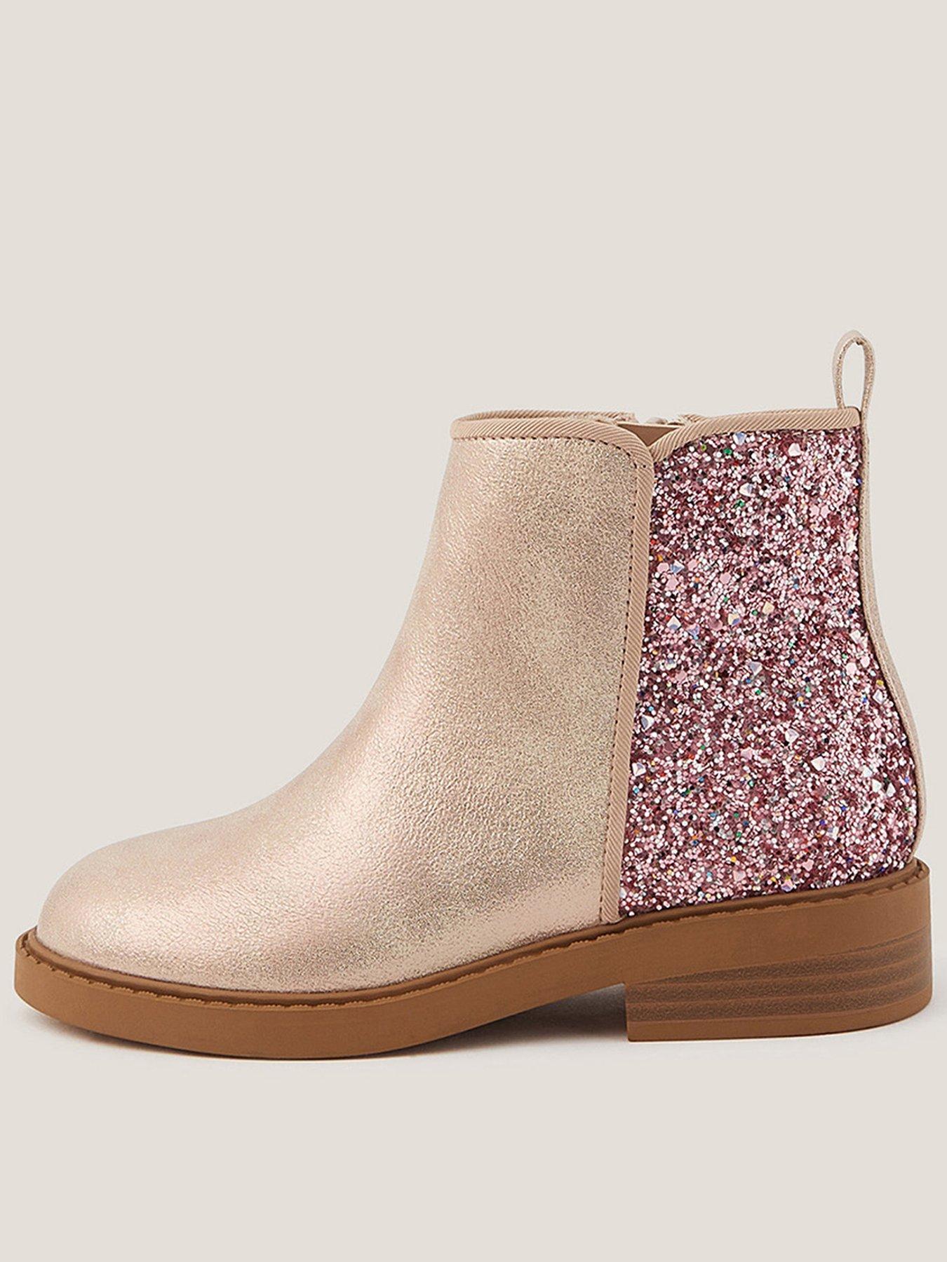 Monsoon Girls Glitter Contrast Boots - Pink