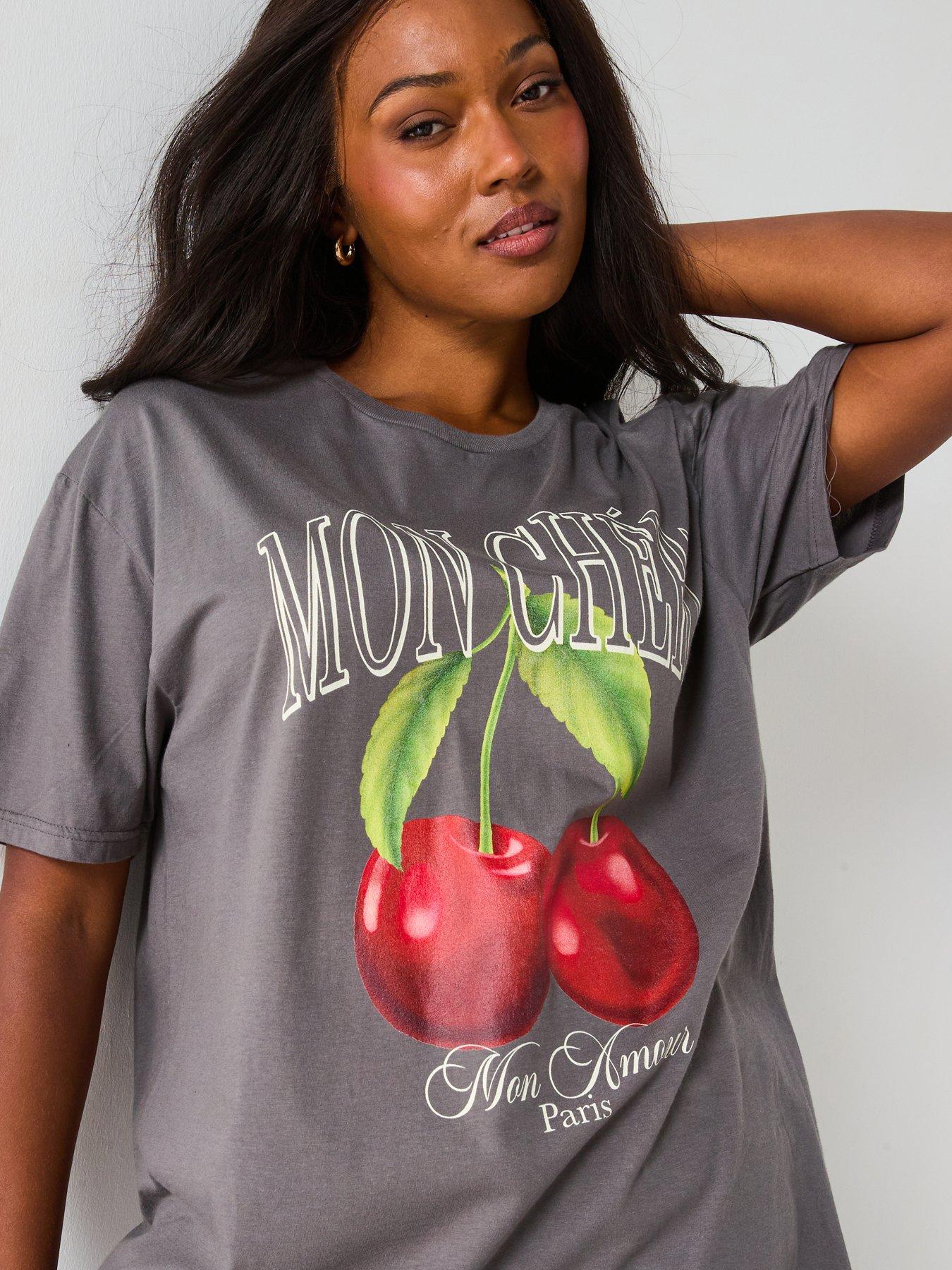 Image 4 of 6 of V by Very Curve Mon Cheri Graphic T-Shirt - Grey