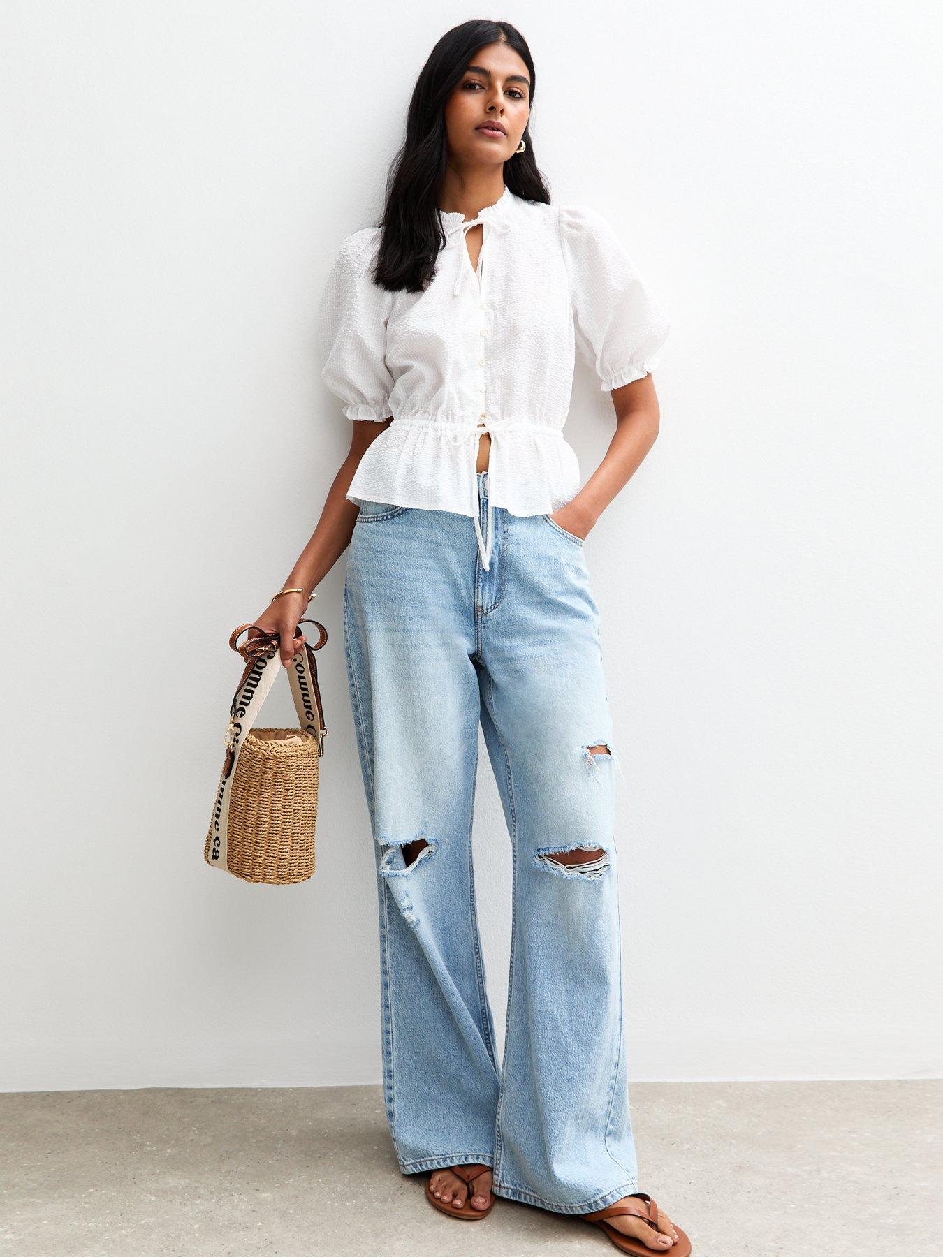 new-look-crinkled-tie-neck-top-creamback
