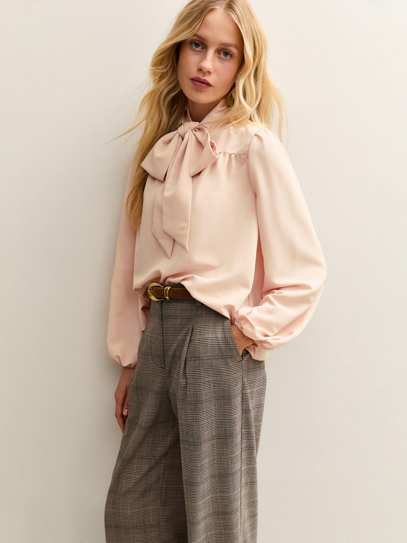 New Look Pink Pussybow Neck Blouse