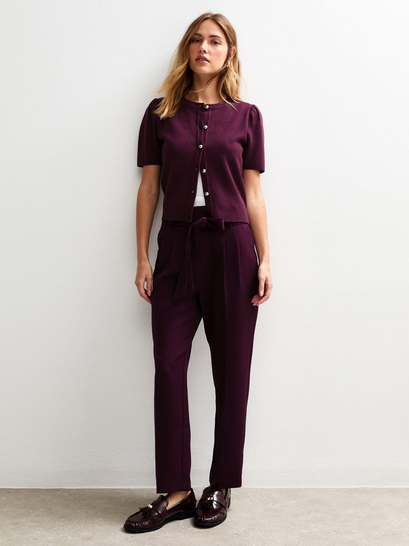 New Look Burgundy Paperbag Trousers