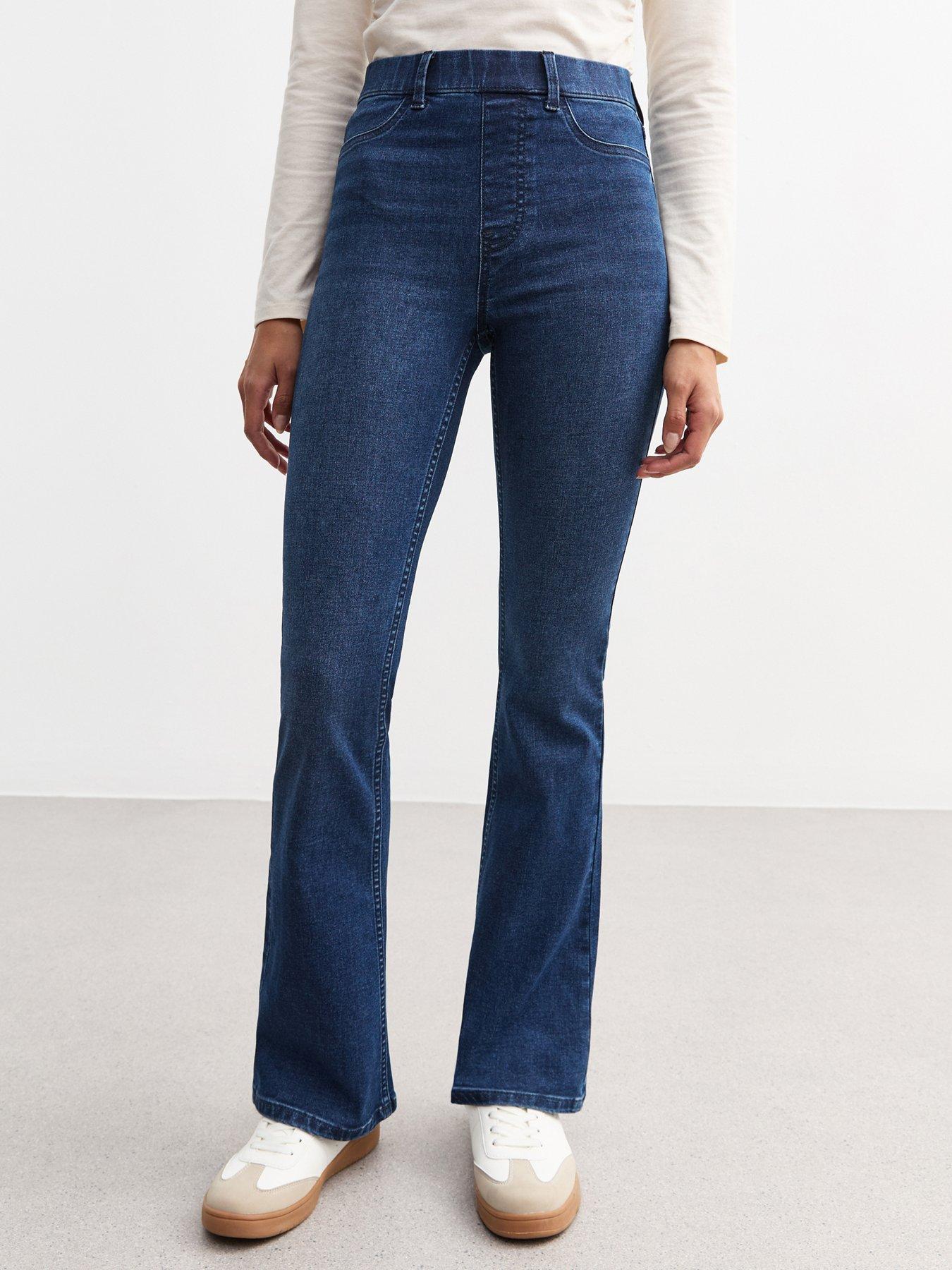 undefined Dark Blue Pull On Bootcut Jeans
