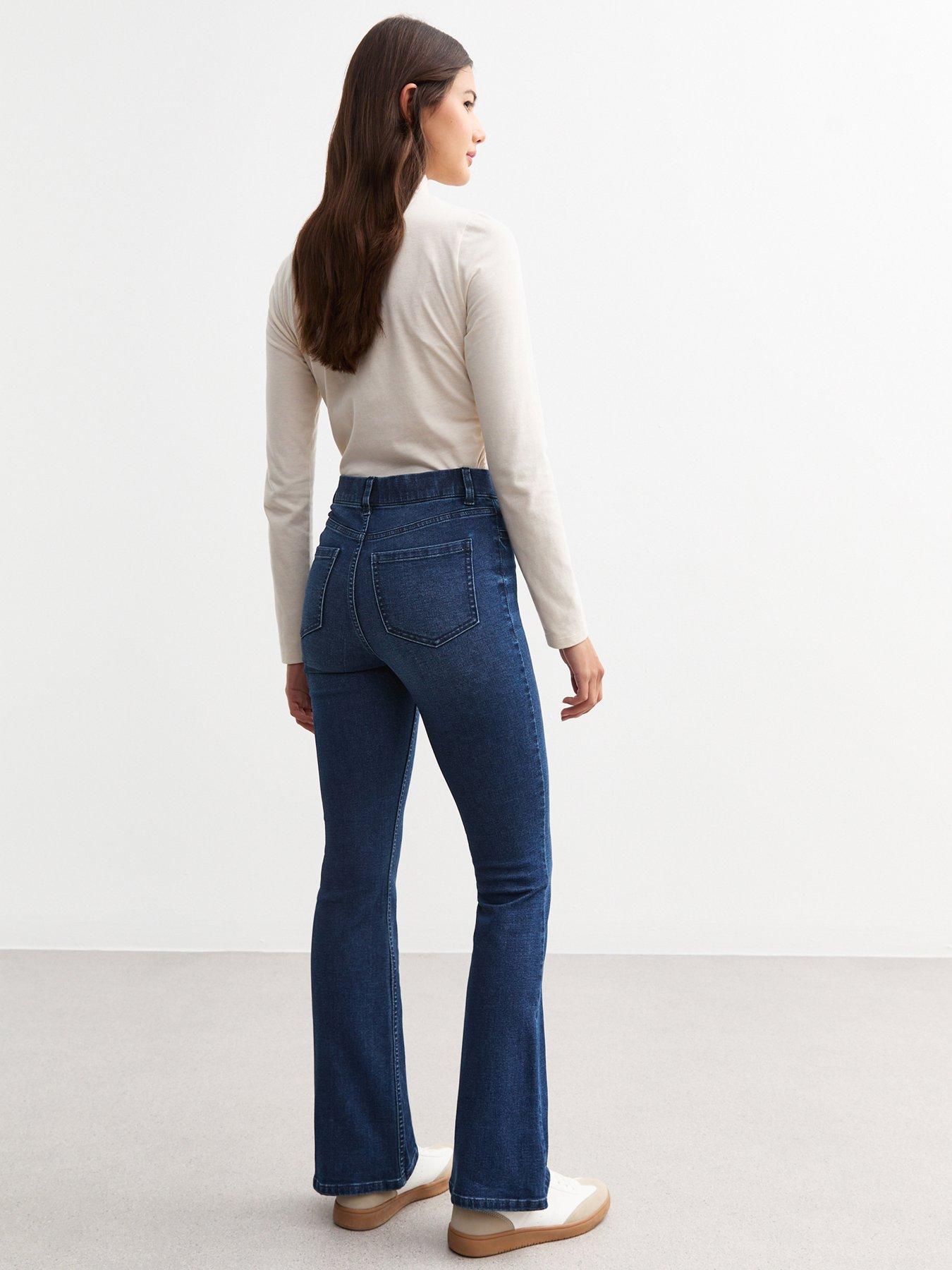 Image 2 of 5 of New Look Dark Blue Pull On Bootcut Jeans