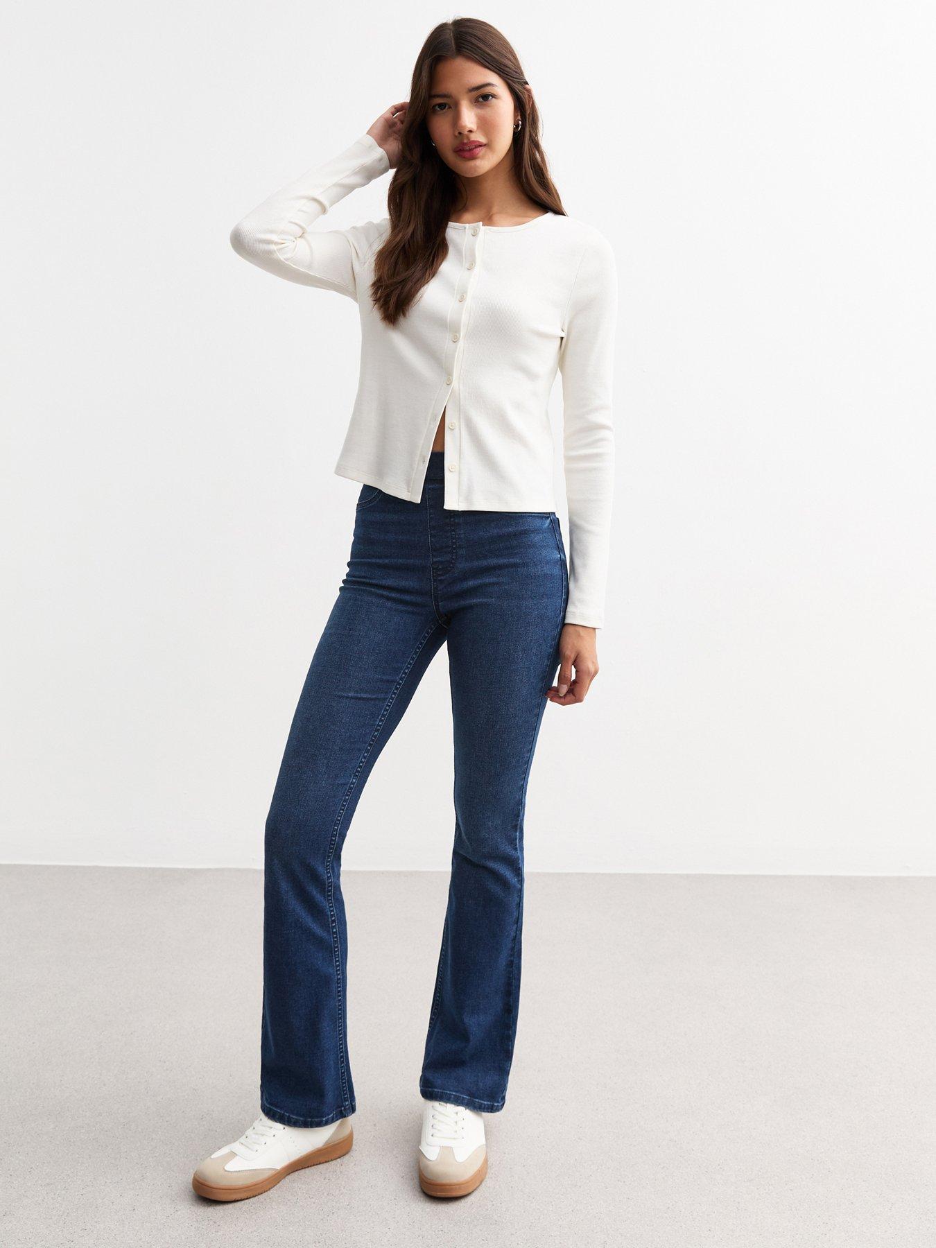 Image 3 of 5 of New Look Dark Blue Pull On Bootcut Jeans