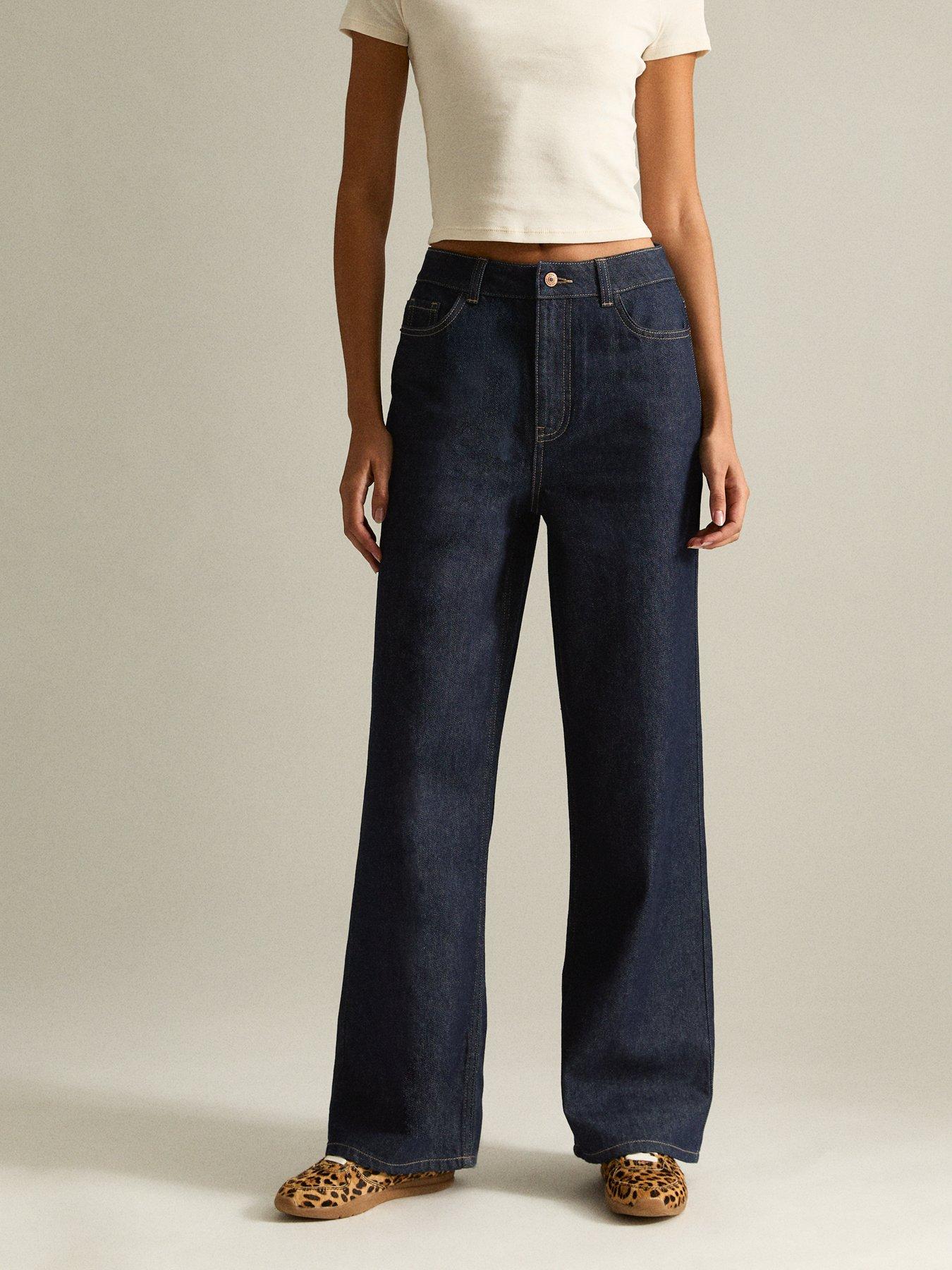 New Look Navy Adalae High Waisted Wide Leg Jeans