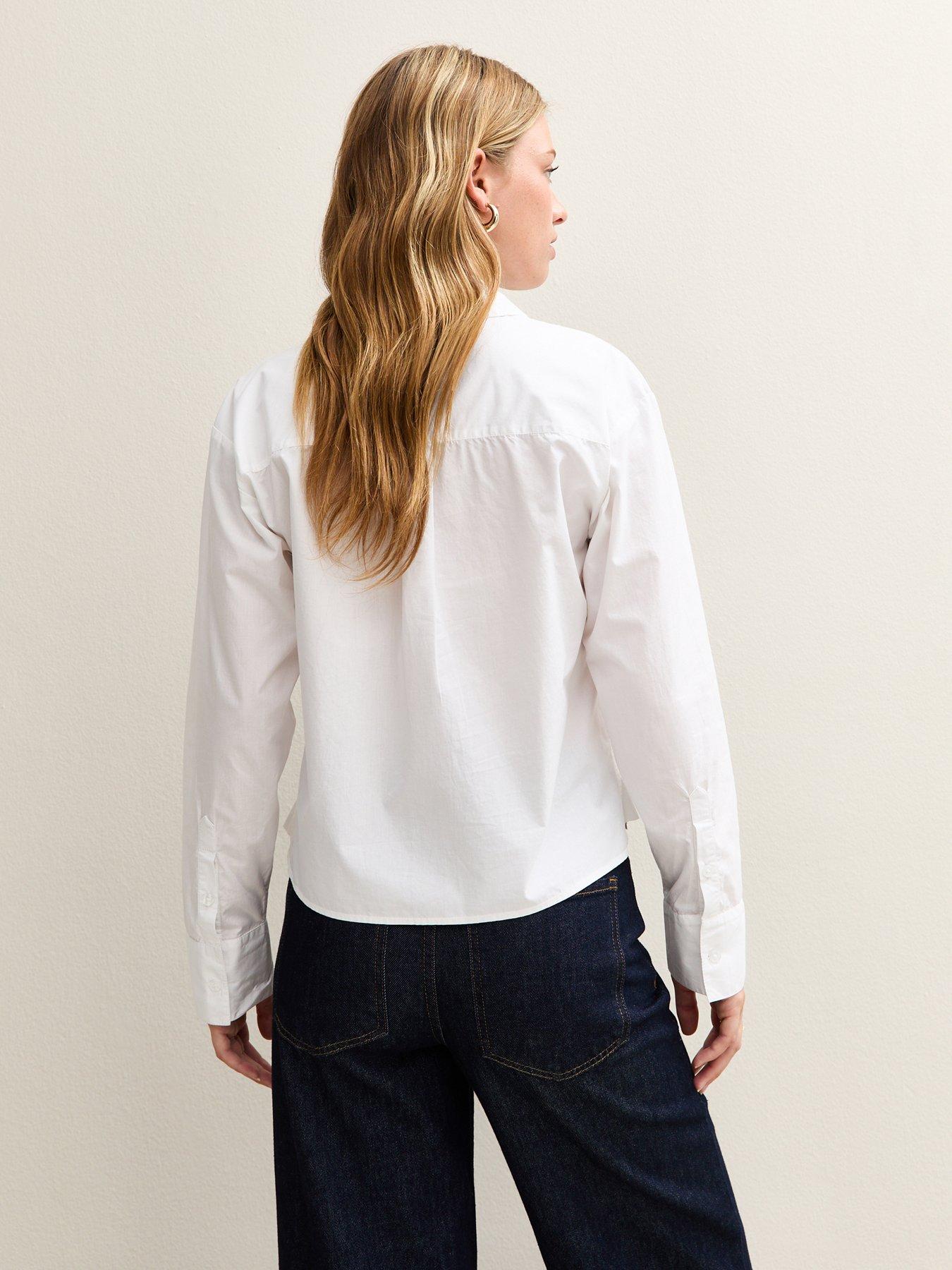 Image 2 of 5 of New Look White Boxy Fit Long Sleeve Shirt