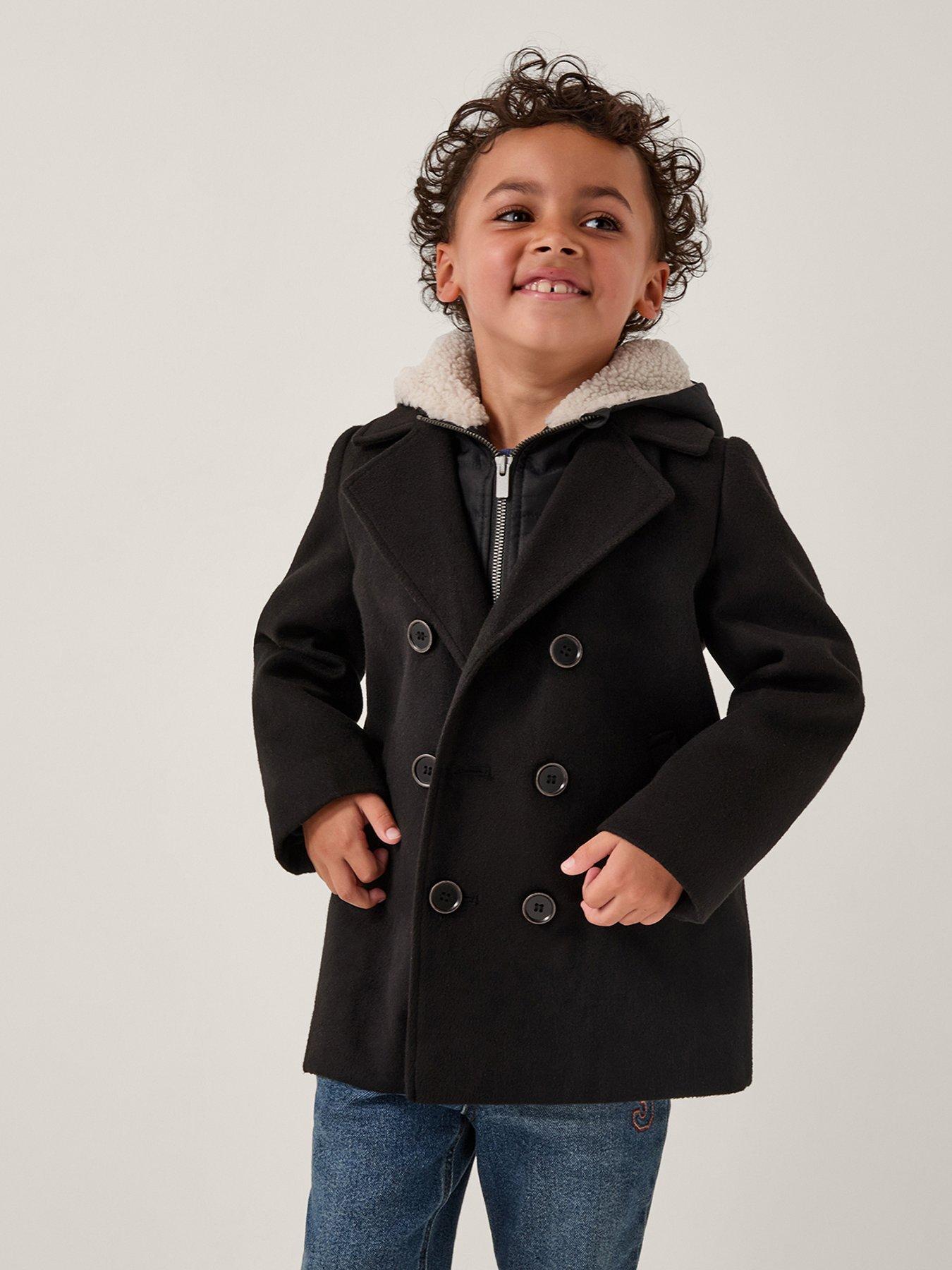 Monsoon Boys Zip Through Hood Peacoat - Black